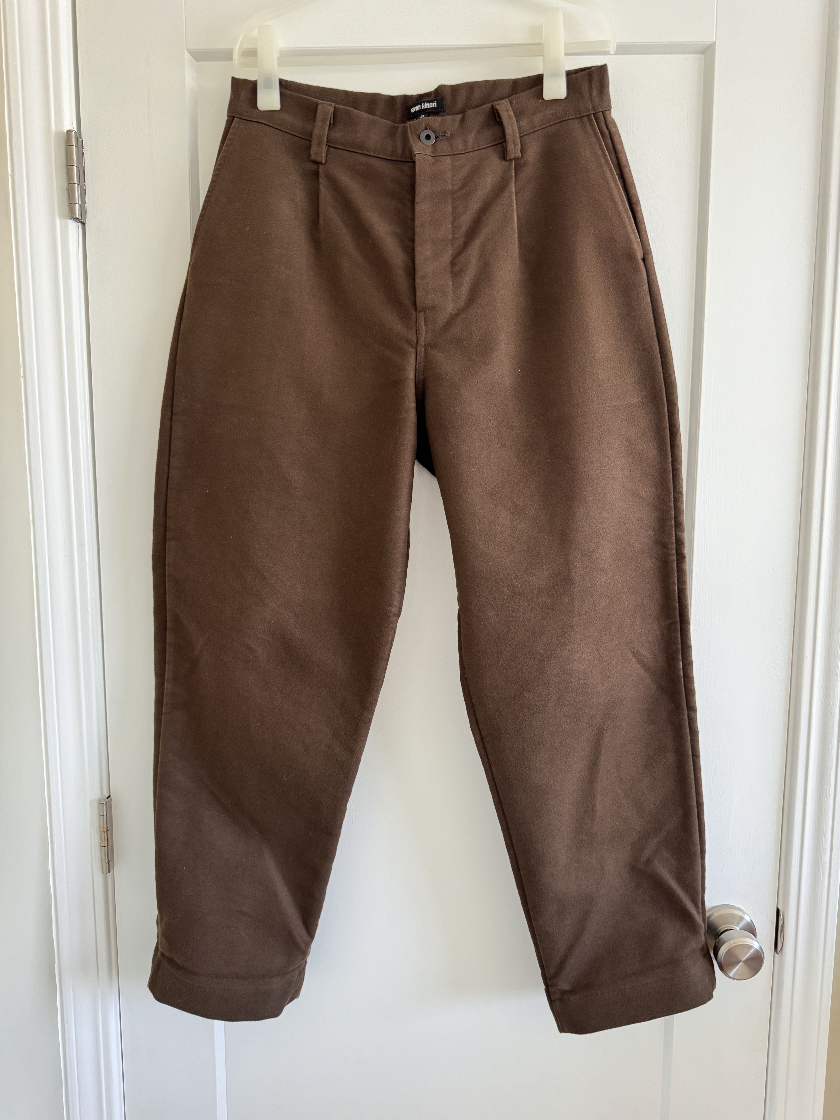 Evan Kinori Evan Kinori Single Pleat Pant Organic Cotton Moleskin Brown Size US 32 / EU 48 - 1 Thumbnail