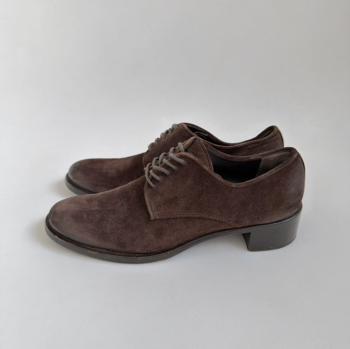 Prada Brown Suede Burnished Tips Shoes Size US 7 / IT 37 - 16 Thumbnail