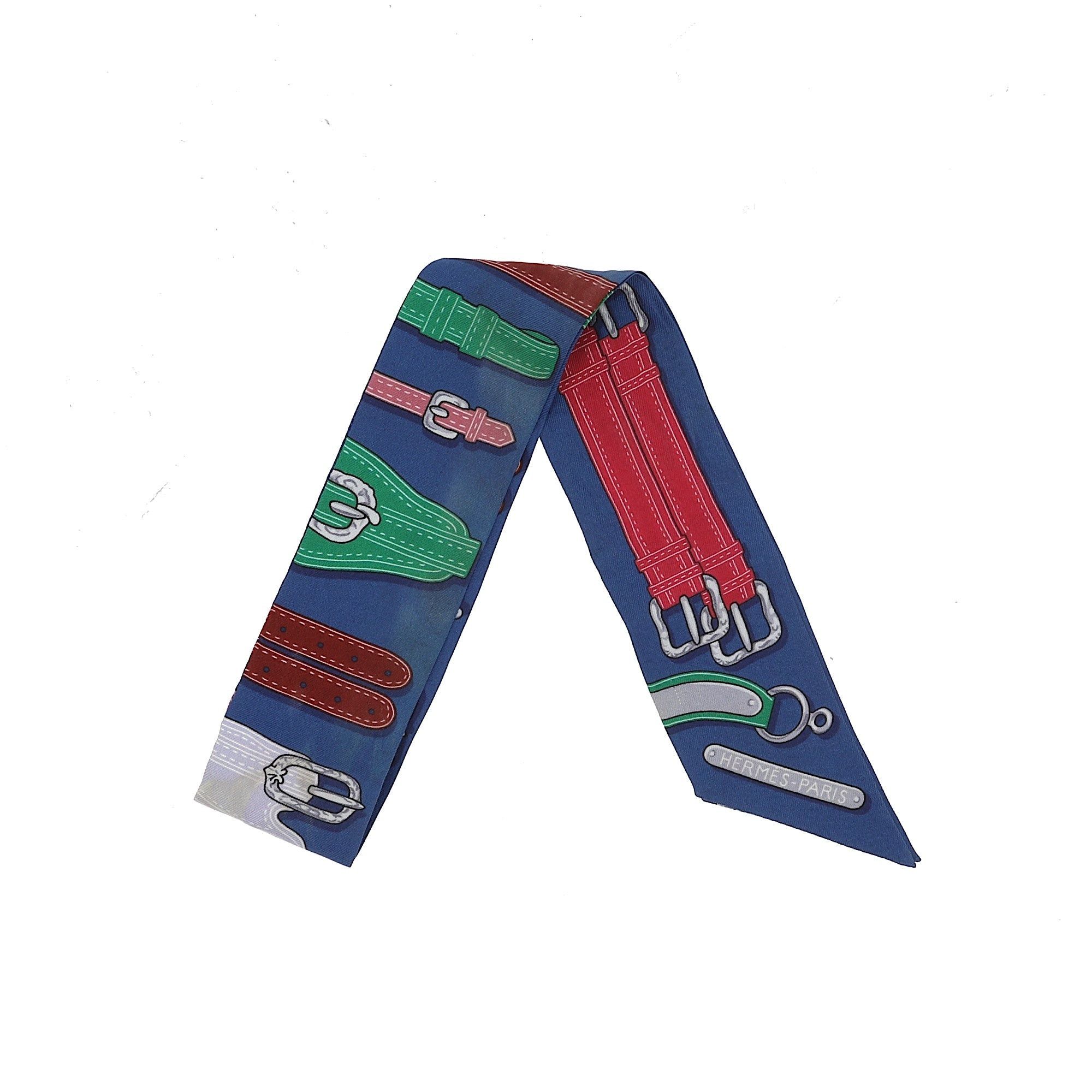 image of Hermes Twilly Foulard In Multicolor Silk in Black, Women's