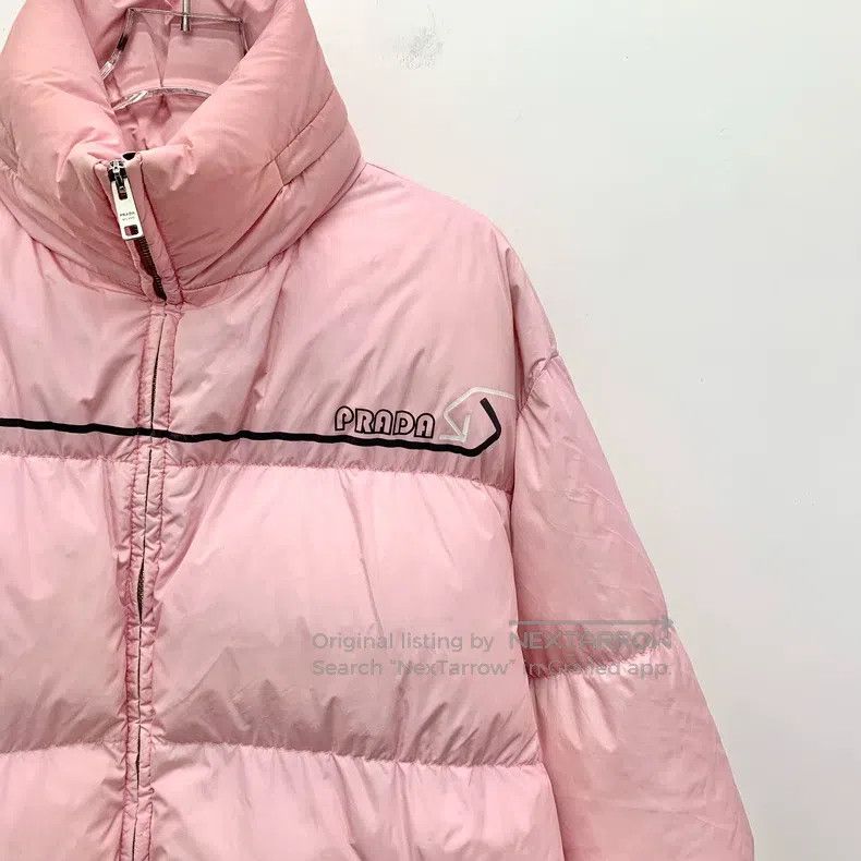 Prada Prada Pink line logo letter print stand-up collar zipper l Size XS / US 0-2 / IT 36-38 - 3 Thumbnail