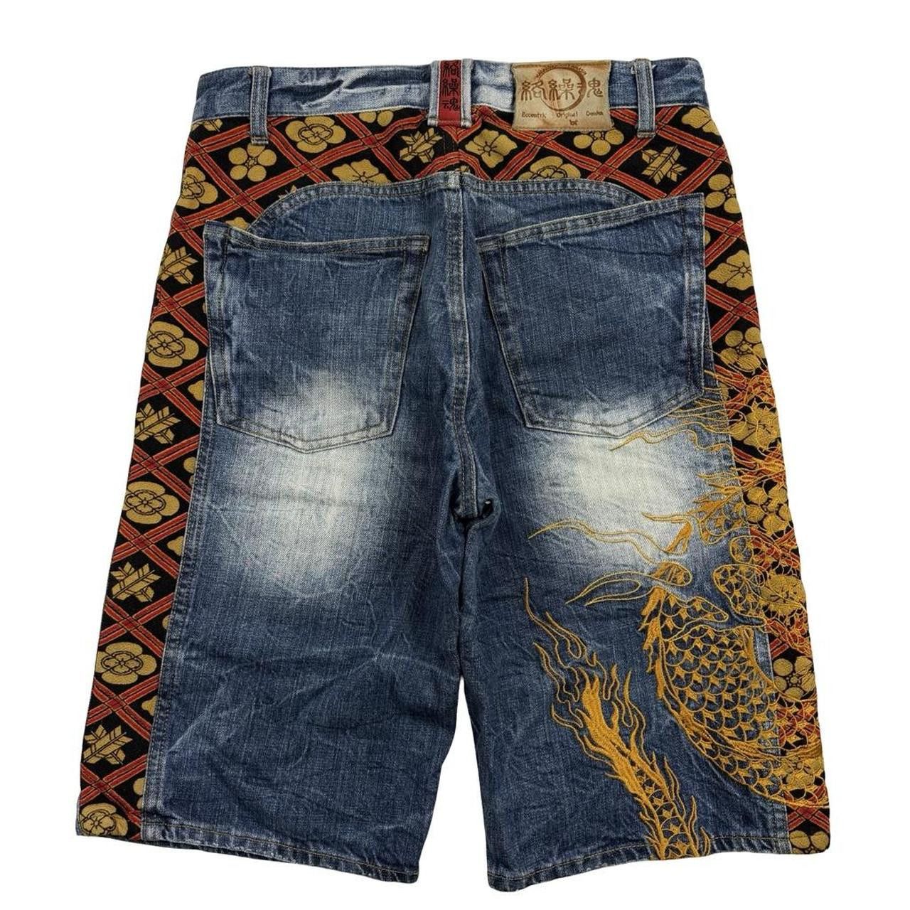 Karakuri Tamashii Karakuri Tamashii Embroidered Dragon Denim Shorts - Waist 30 Size US 30 / EU 46 - 2 Thumbnail