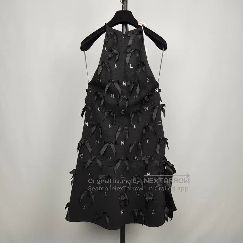Chanel Chanel Black bow letter rhinestone dress Size XXS / US 00 / IT 34 - 2 Thumbnail