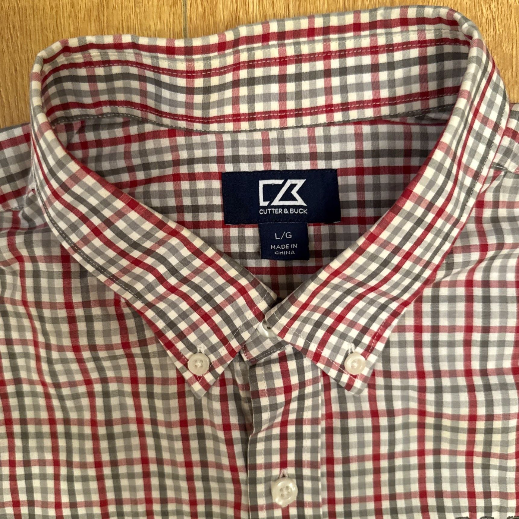 Cutter & Buck Cutter Buck Mens Button-Up Shirt Plaid Check Cotton Red Grey Large L Multicoloured City Country Vintage: No Mens Size US L / EU 52-54 / 3 - 3 Thumbnail