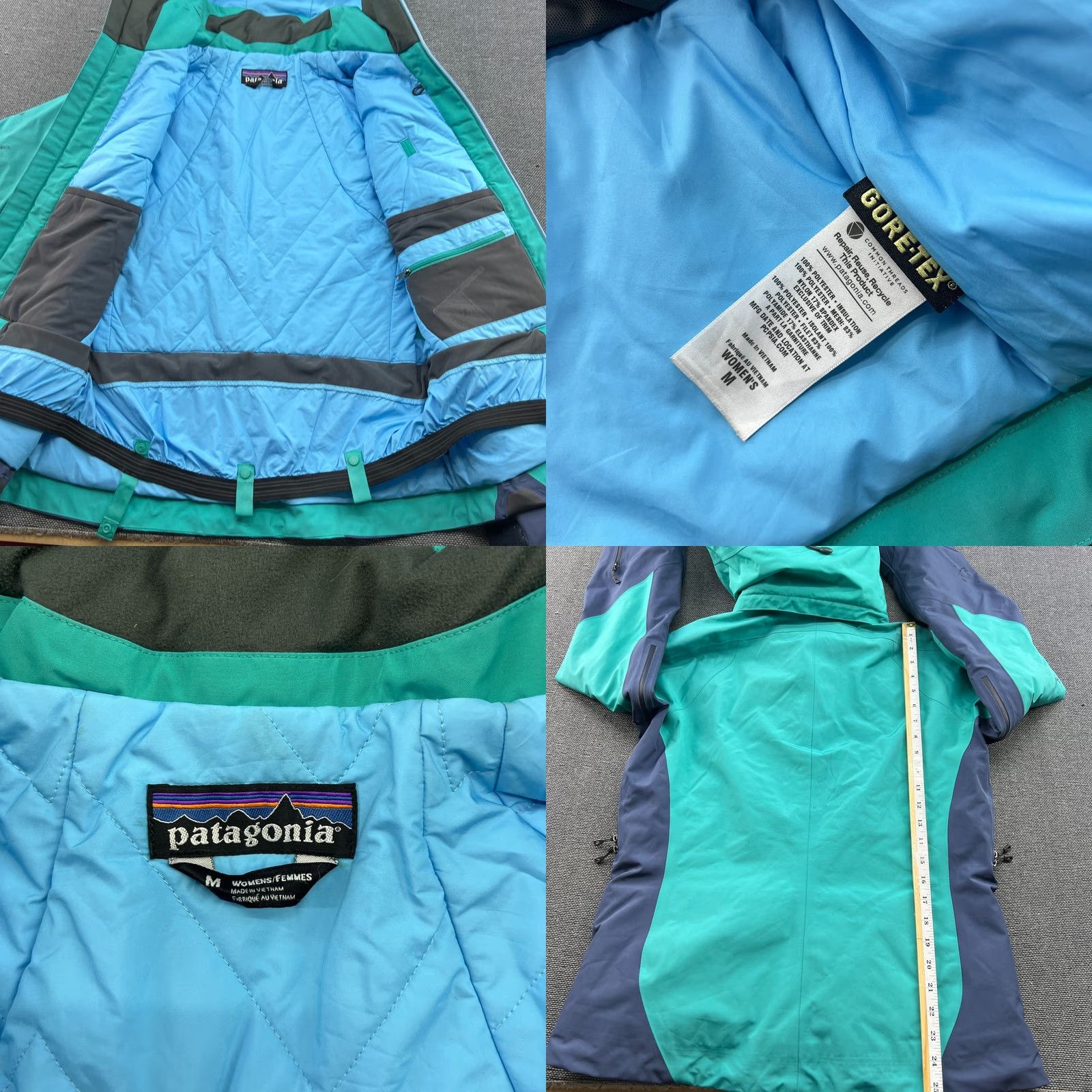 Patagonia Patagonia Jacket Womens Medium Gore-Tex Hooded Powder Bowl Green Blue Teal Zip Full Zip Wind-Resistant Water-Resistant casual travel Size M / US 6-8 / IT 42-44 - 8 Thumbnail