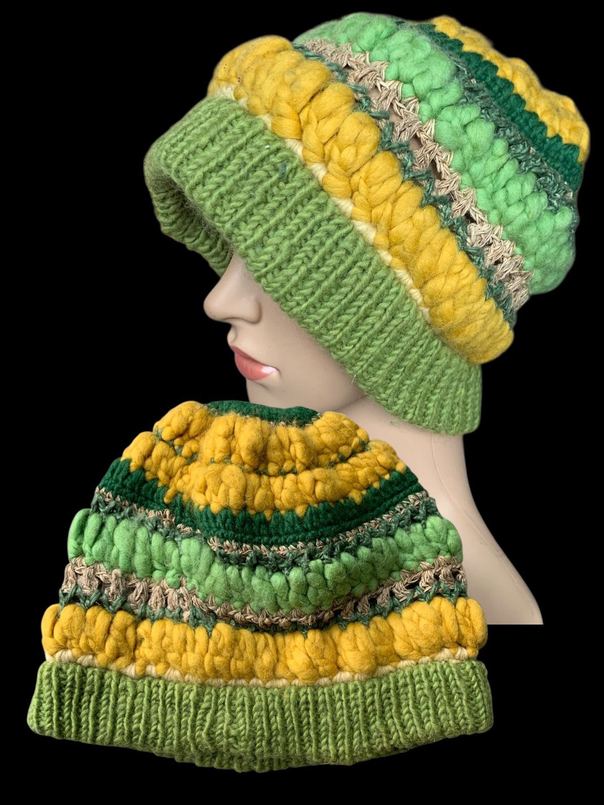 Japanese Brand × Kapital × Vintage Amina Crochet Knitting Beanie Hat By Handmade Japane Style Size ONE SIZE - 1 Thumbnail