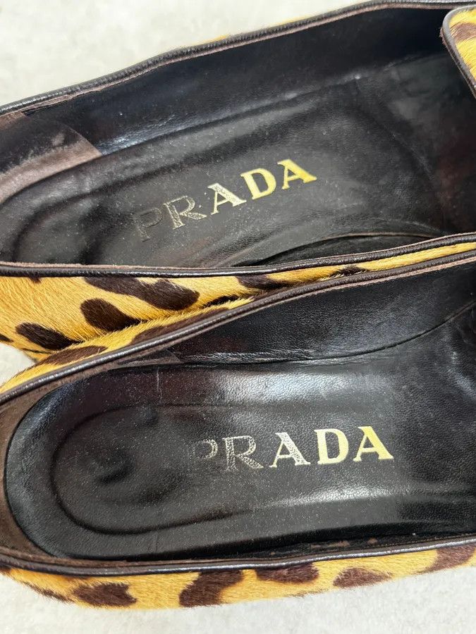Prada 1990s Prada Leopard Block Heel Pony Hair Loafers Size US 6 / IT 36 - 10 Thumbnail