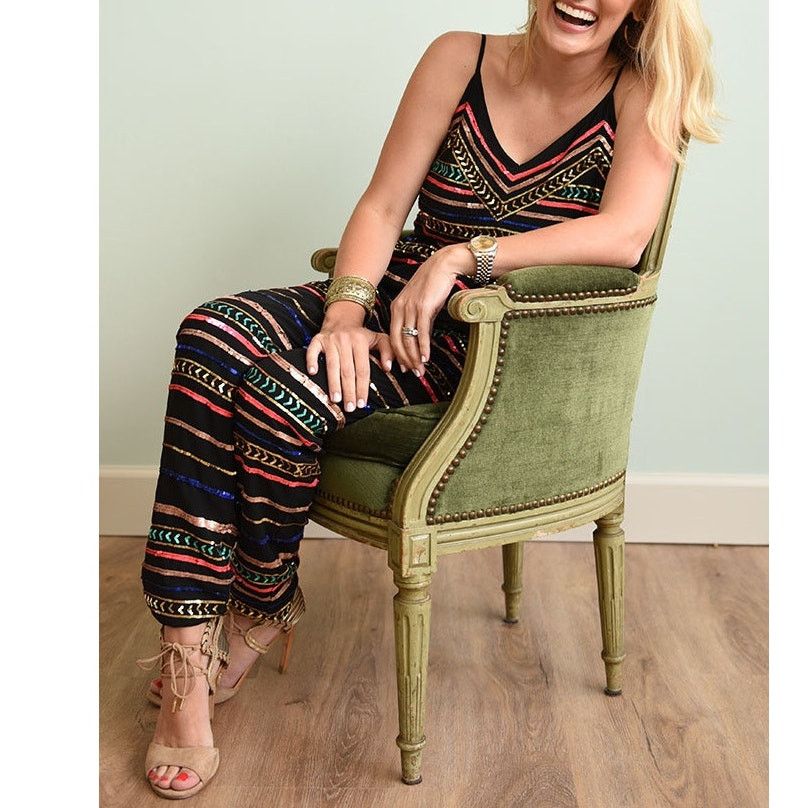 Mara Hoffman Mara Hoffman Sequin Striped Jumpsuit black size XS Size 26" / US 2 / IT 38 - 1 Thumbnail