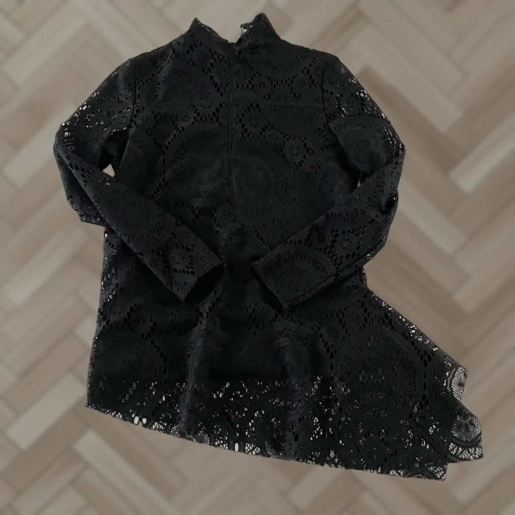 Soft Surroundings Soft Surroundings Shirt Long Sleeve Lace Mock Neck Zip Back Women's S/M Black Size S / US 4 / IT 40 - 1 Thumbnail