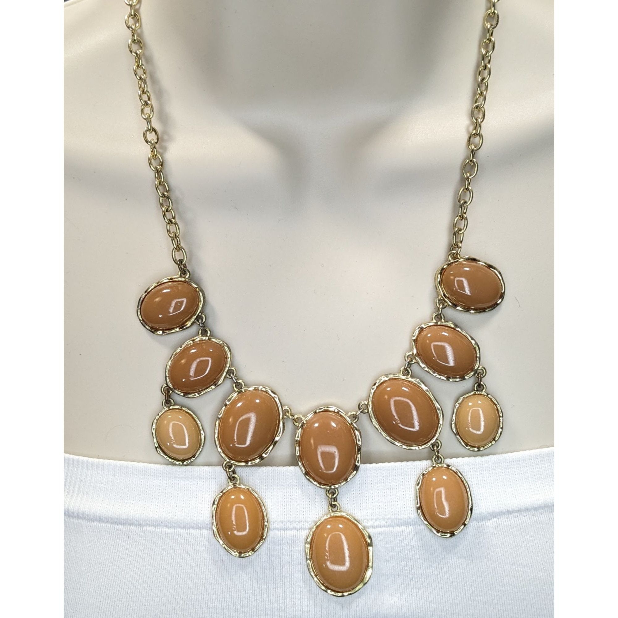 Other Y2K Gold-Tone Statement Necklace With Brown Resin Ovals Size ONE SIZE - 6 Thumbnail