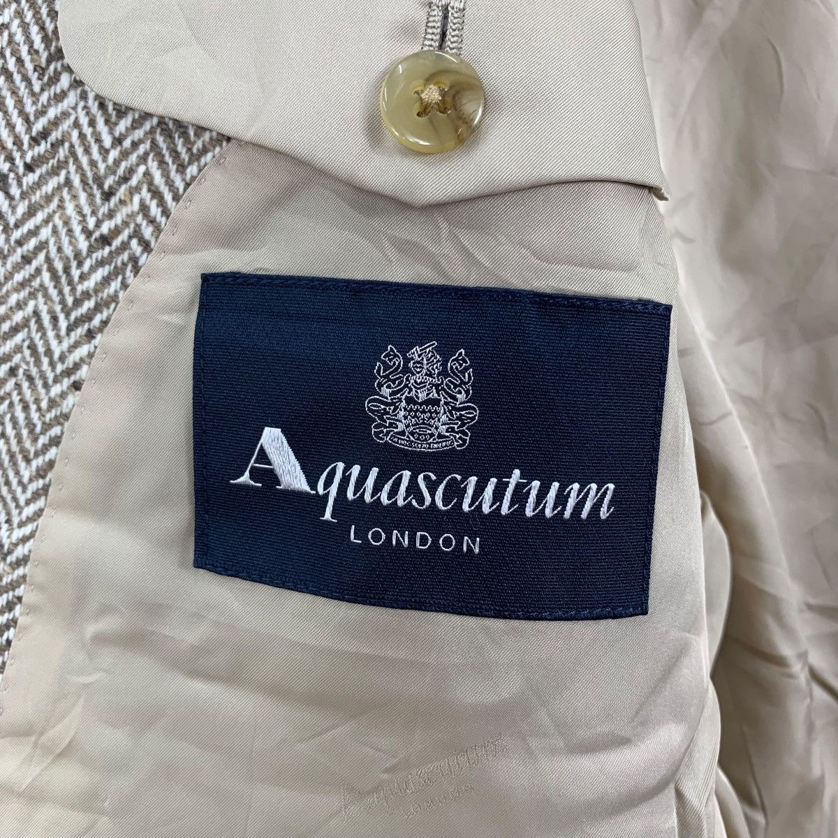 Aquascutum Vintage AQUASCUTUM LONDON Herringbone Blazer Coat Jacket Size US L / EU 52-54 / 3 - 6 Thumbnail