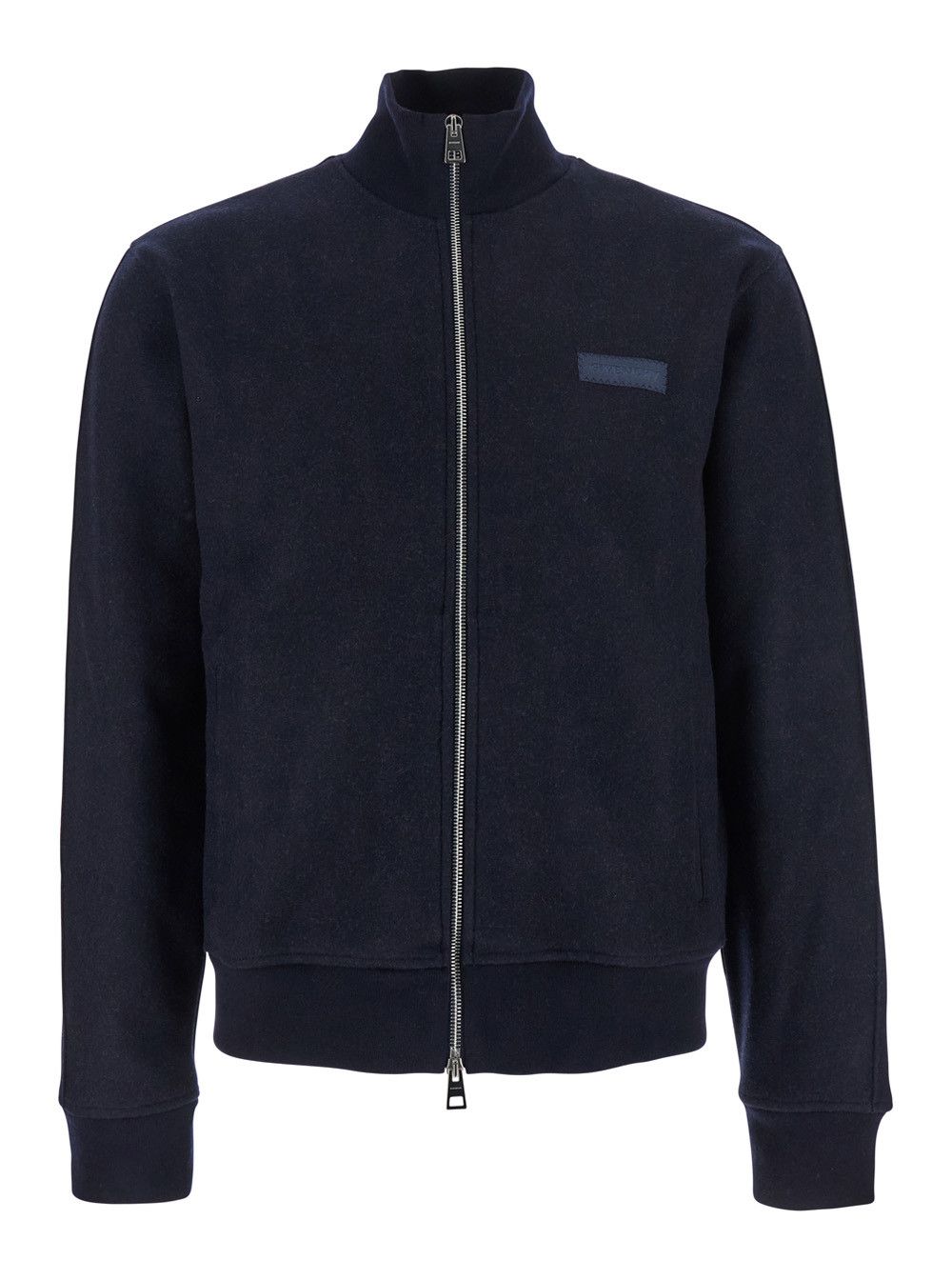 Givenchy Blue Jacket with High Neck and Logo Patch on the Front in Wool and Cashmere Blend Man Size US M / EU 48-50 / 2 - 1 Thumbnail