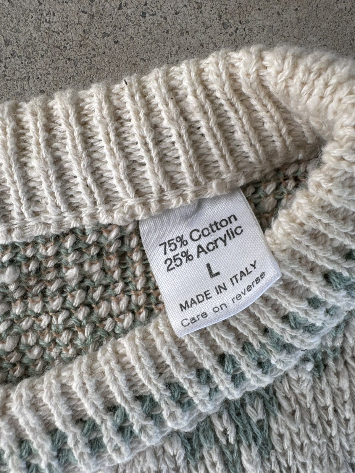 Other Vintage Italian Knit White/Green Sweater Size US L / EU 52-54 / 3 - 3 Thumbnail