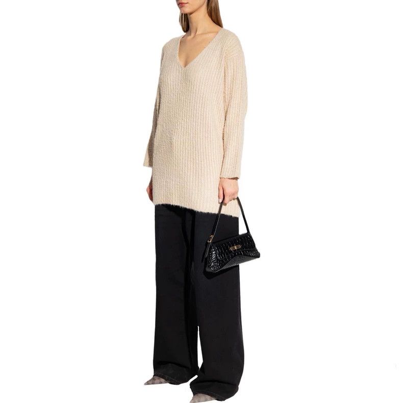 Balenciaga Balenciaga size 1 Solid V-Neck Pullover Midi Long Sleeve Sw Size S / US 4 / IT 40 - 1 Thumbnail