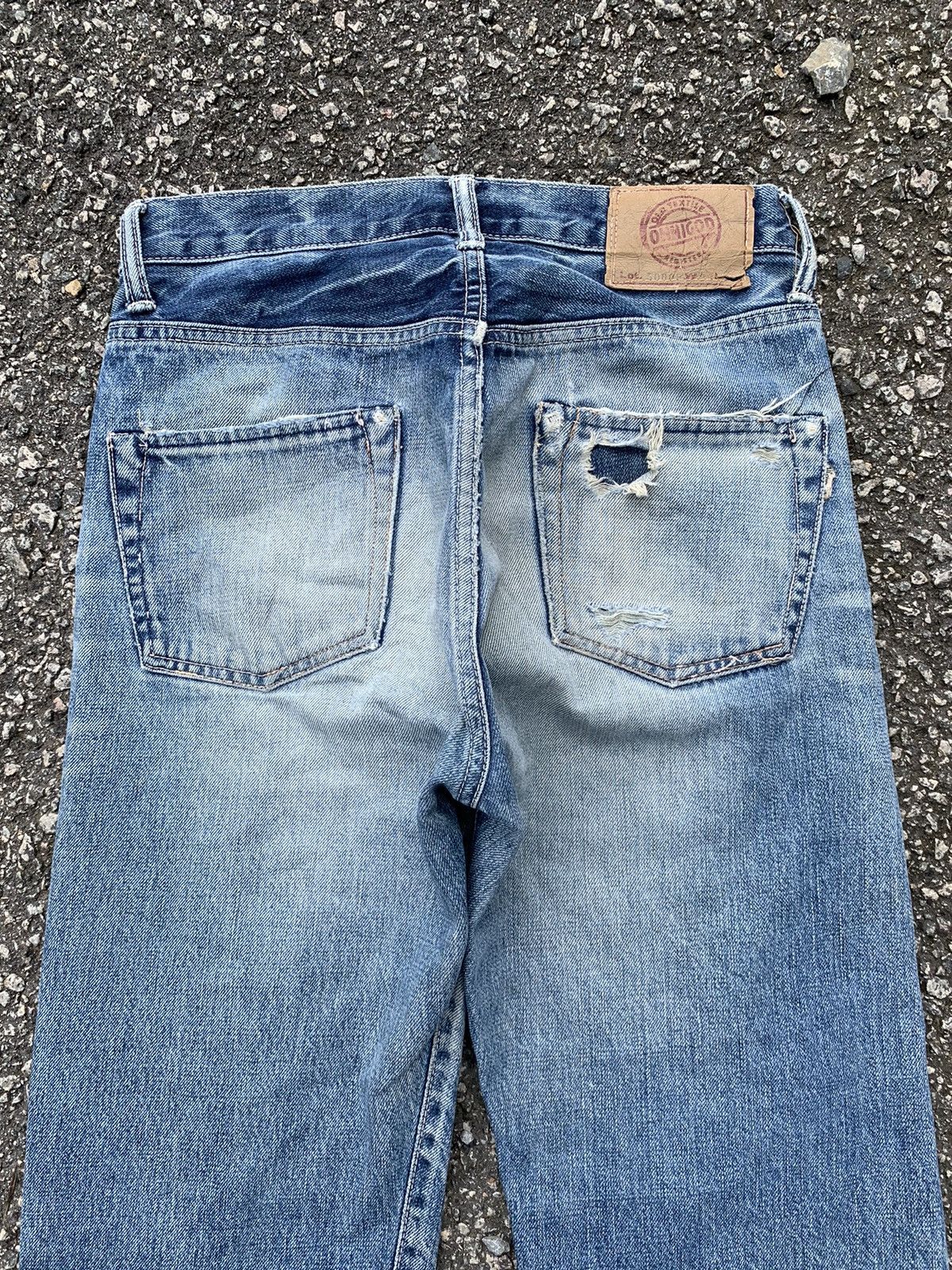 Jean × OMNIGOD × Vintage OMNIGOD JAPANESE BUTTON FLY SELVEDGE DISTRESSED DENIM🎌 Size US 28 / EU 44 - 10 Thumbnail