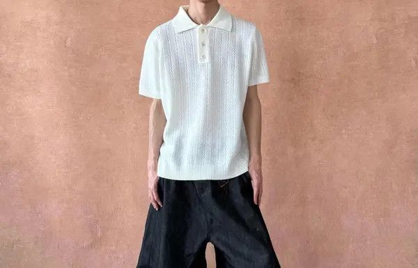 Other Matsusaka x Mia White Knit Polo Shirt Size US L / EU 52-54 / 3 - 7 Thumbnail