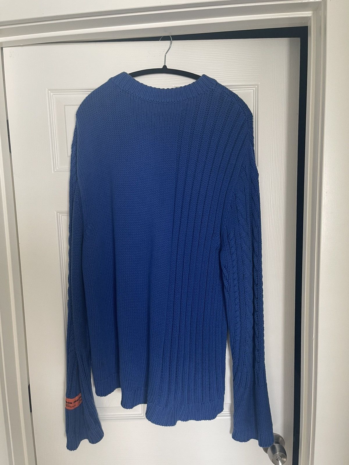 Heron Preston Logo Patch Cable Knit Design Switch Blue Sweater Size US L / EU 52-54 / 3 - 2 Thumbnail