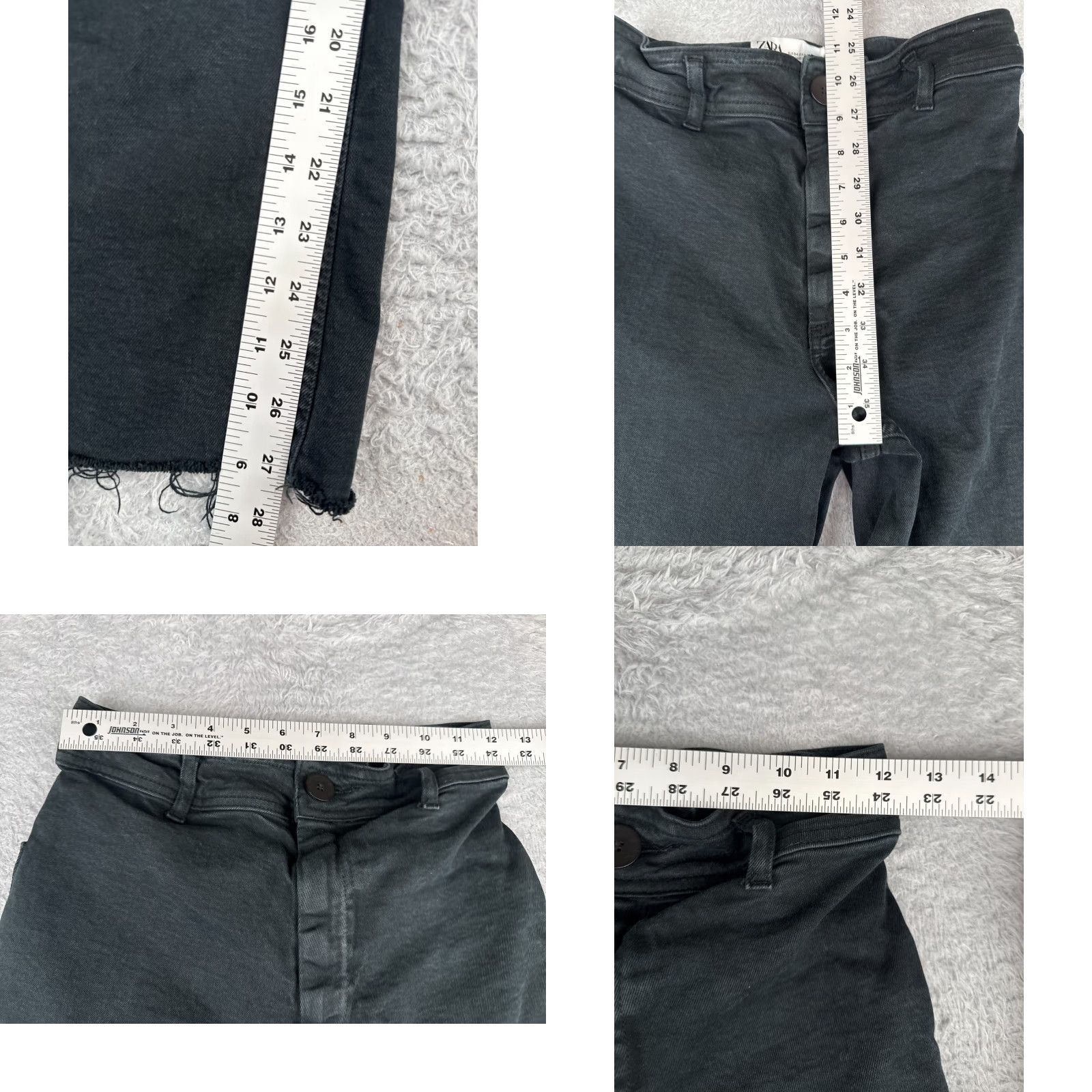 Zara Zara Jeans Women 2 Black Denim Wide Leg High Rise Zip Fly Cotton Blend 24X28 Size 26" / US 2 / IT 38 - 8 Thumbnail
