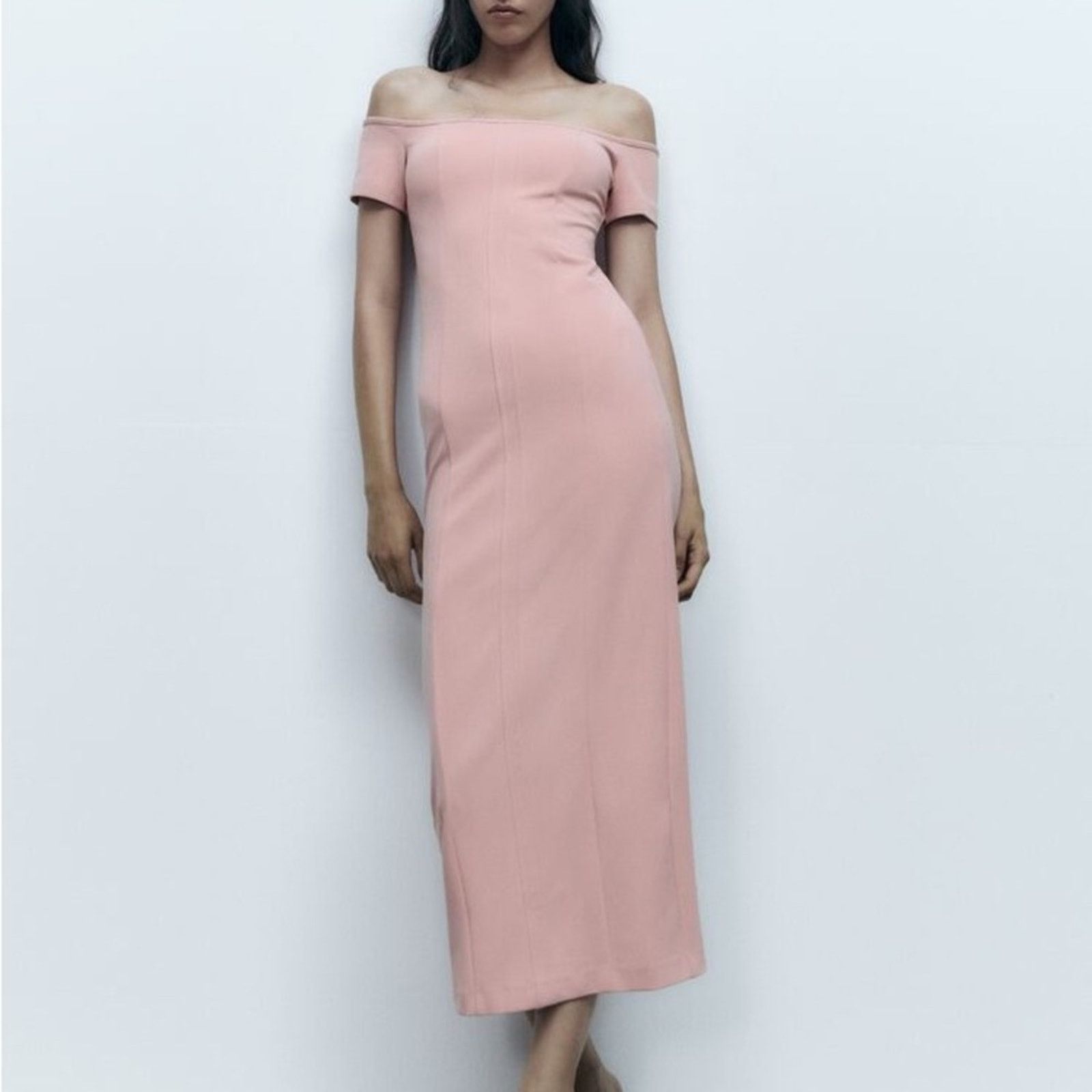 Zara ZARA TOPSTITCHED DRESS PALE PINK Size S / US 4 / IT 40 - 10 Thumbnail