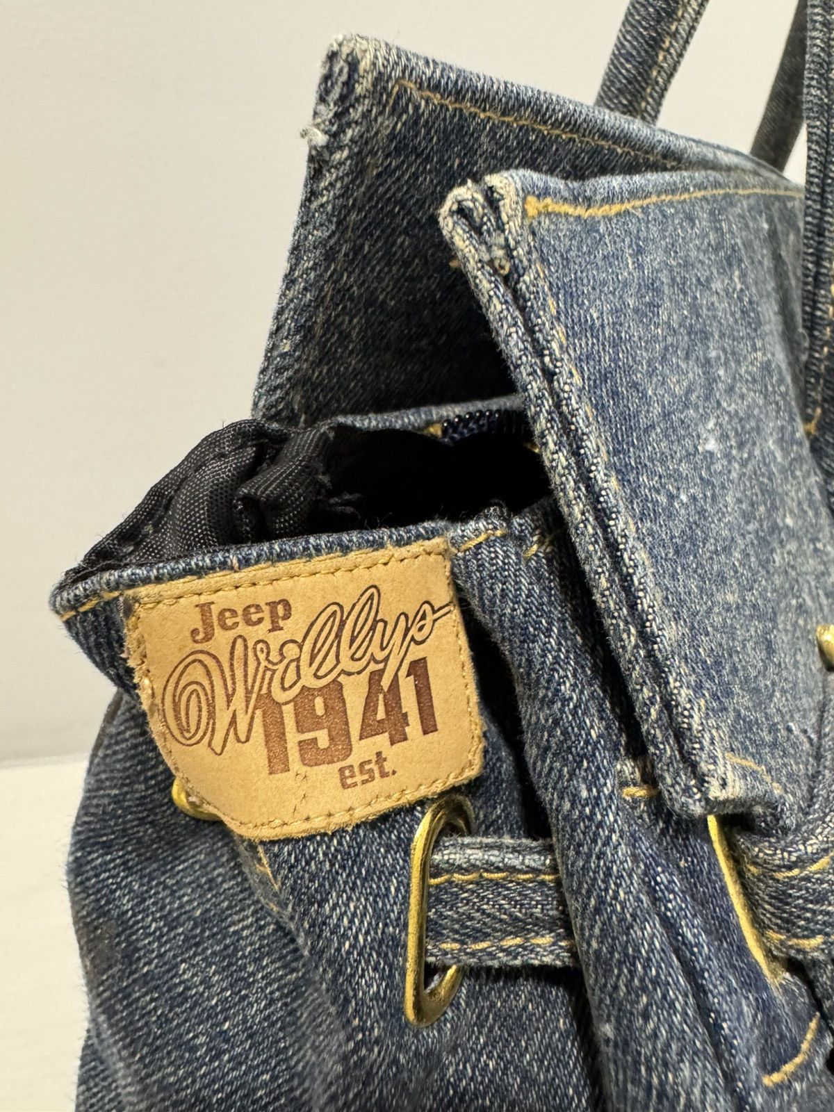 Handmade VINTAGE JEEP DENIM HANDMADE BIRKIN STYLE HANDBAG Size ONE SIZE - 6 Thumbnail