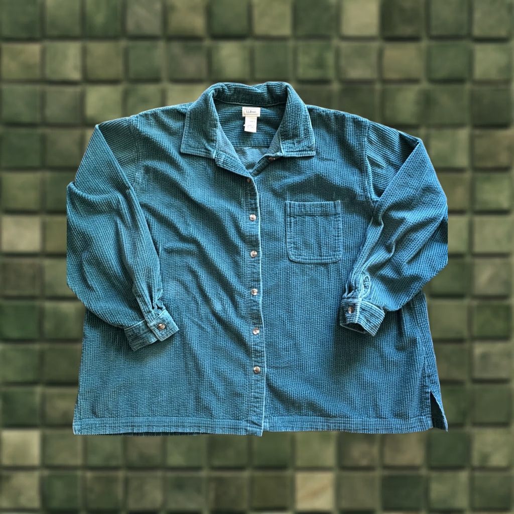 Vintage VINTAGE LL Bean Wide Whale Corduroy Shirt Jacket Shacket 3X Green Womens 1990s Shirt Jacket Shacket LL Bean Green 90s Women XS to 3X? Size XXL / US 16-18 / IT 52-54 - 1 Thumbnail