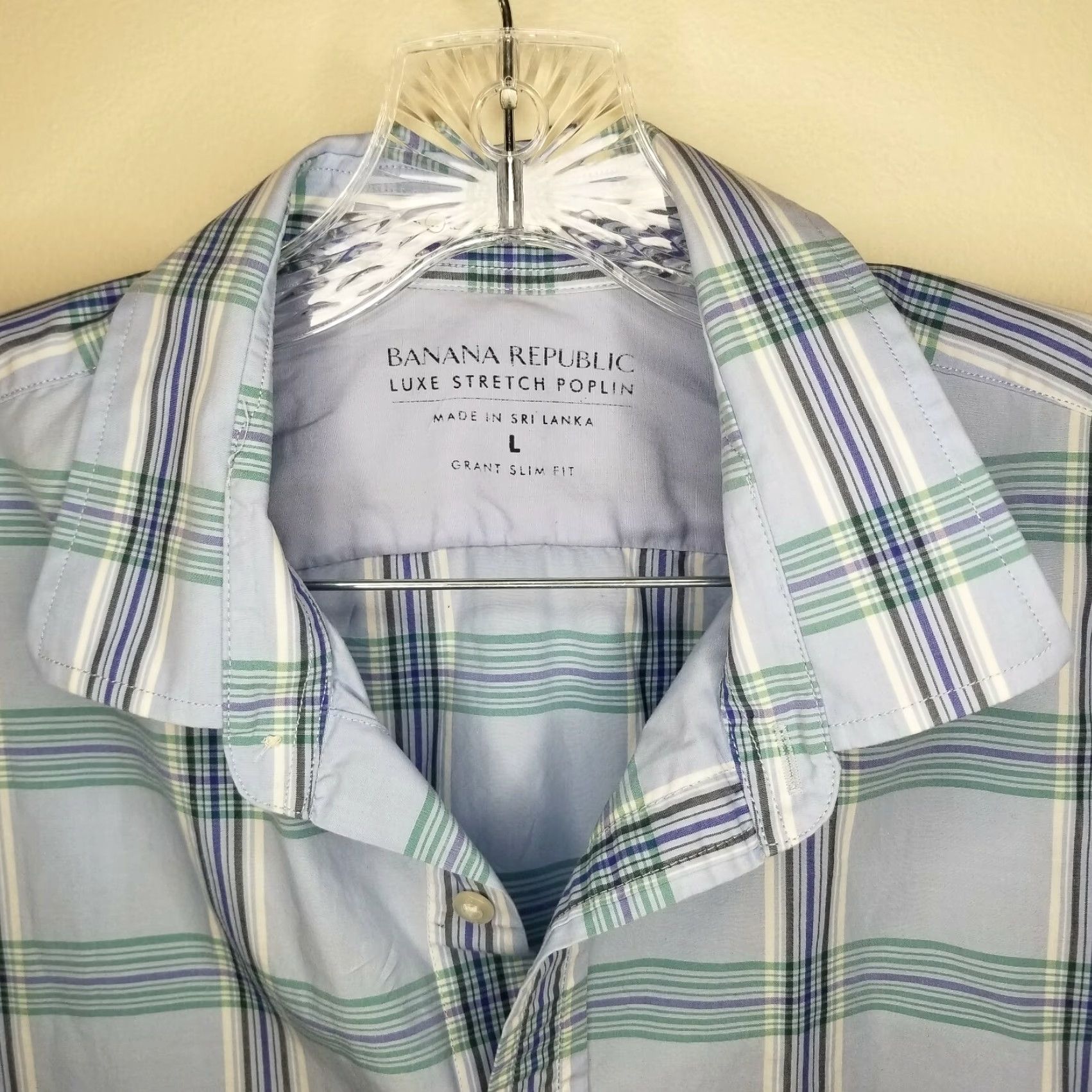 Banana Republic VINTAGE? No. Banana Republic Shirt Mens Blue Plaid Grant Slim Fit Long Sleeve Button-Up Size L Size US L / EU 52-54 / 3 - 3 Thumbnail