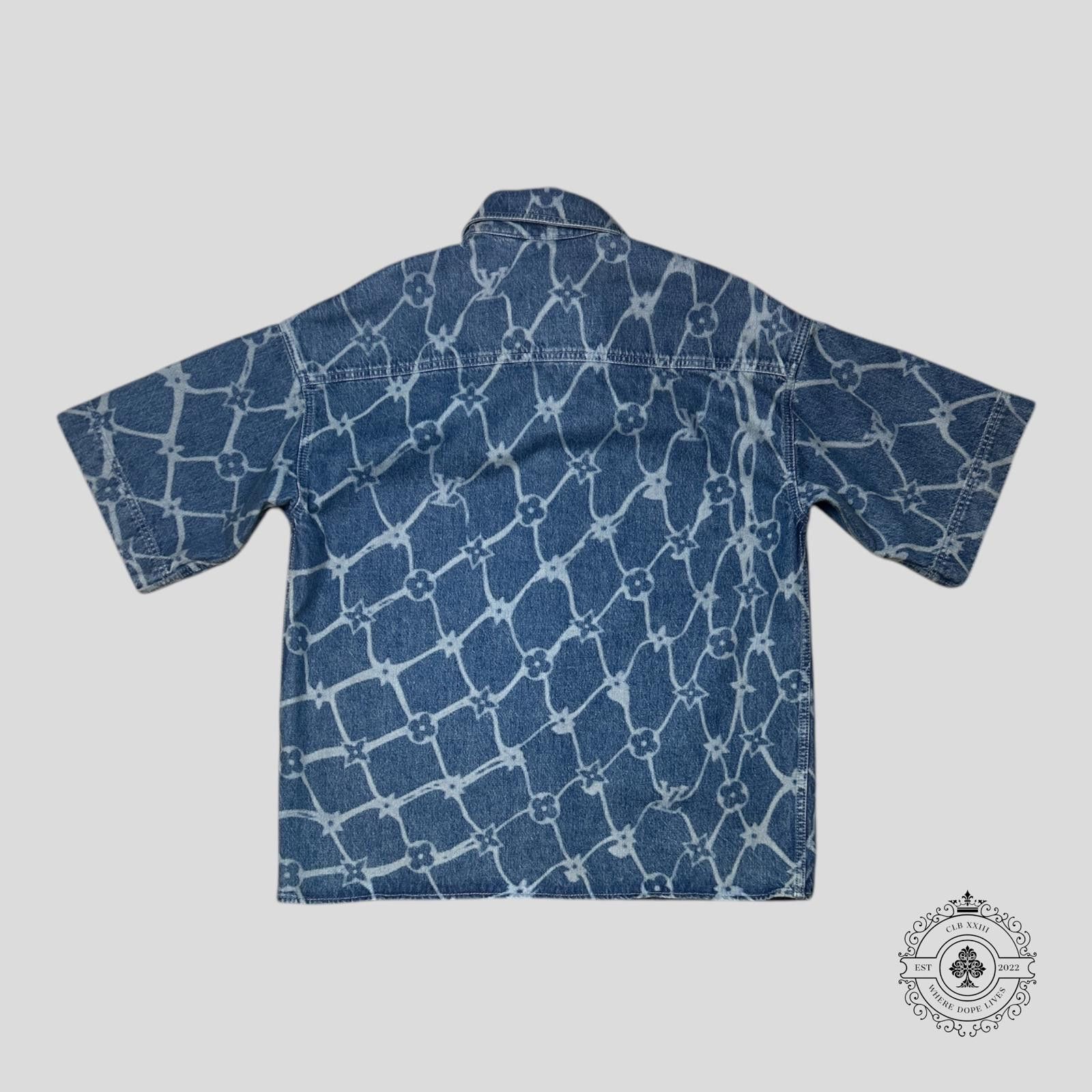 Louis Vuitton Louis Vuitton Fishnet Monogram Button Up Denim Shirt in Blue Size US XXL / EU 58 / 5 - 2 Thumbnail