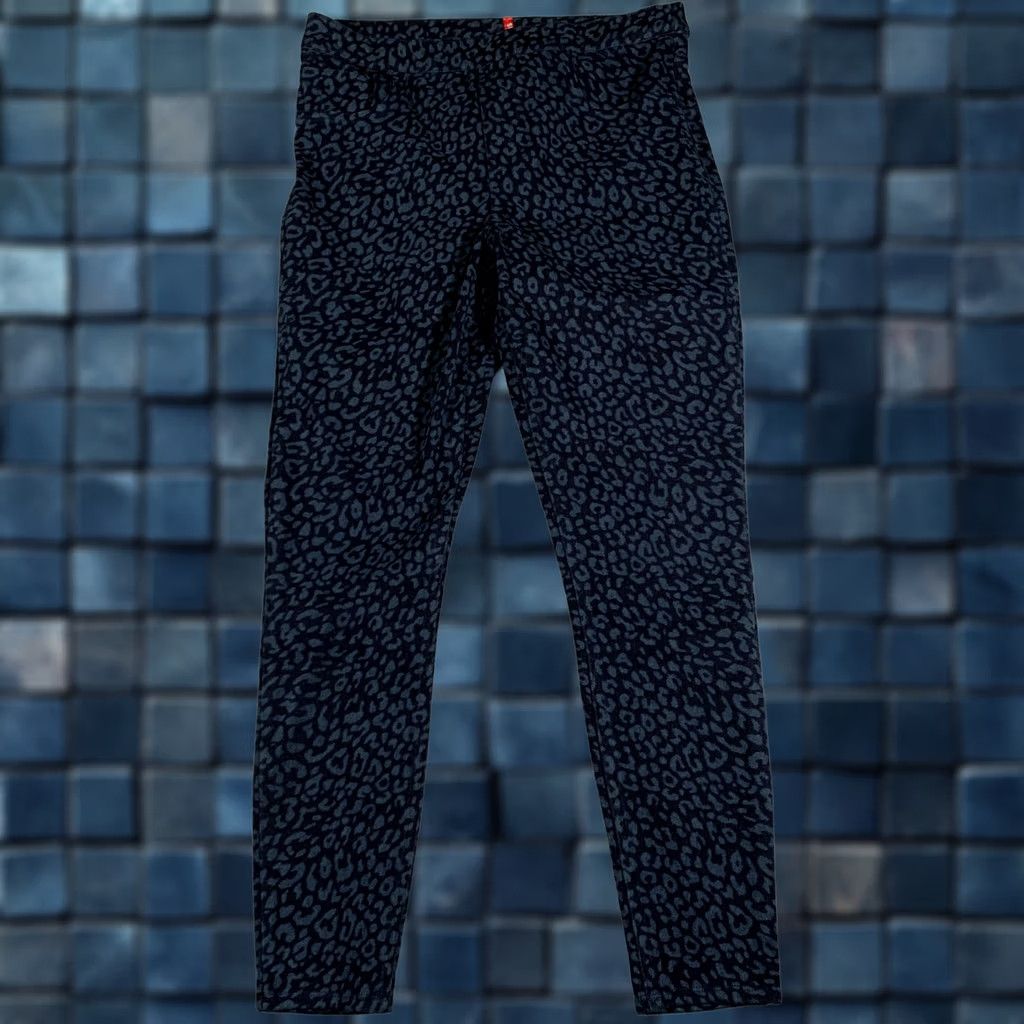Spanx Spanx Leggings Womens L Blue Leopard Print Shaping Pull On Stretch Pants Size 36" / US 14 / IT 50 - 1 Thumbnail