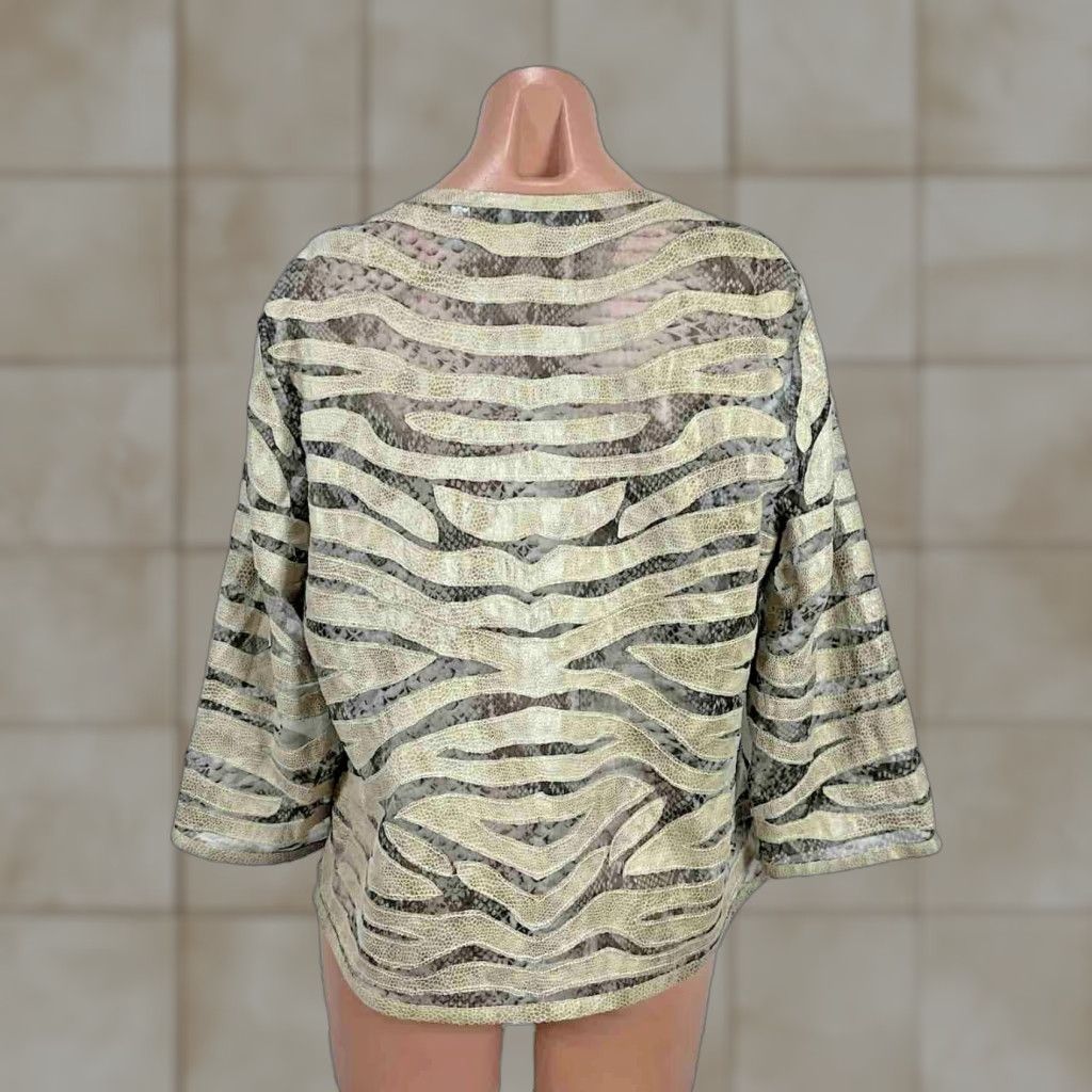 VINTAGE Chico's Travelers Collection snakeskin burnout jacket crop blazer kimono sz 1