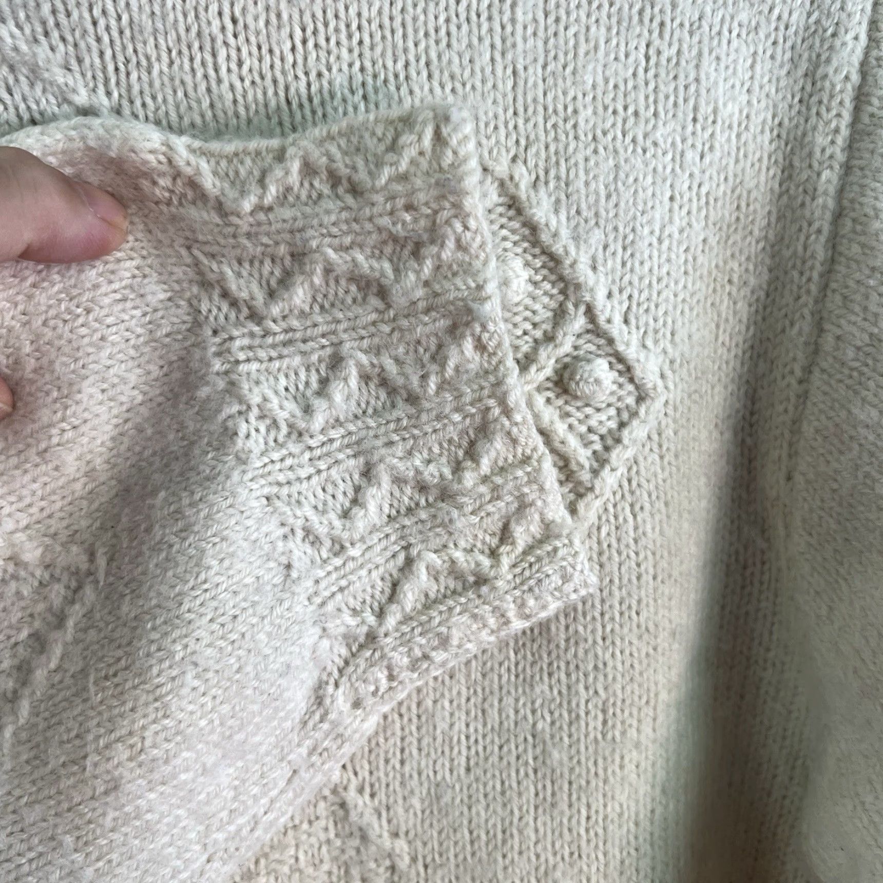 Vintage VTG Robert Stock Finery 100% Wool Sweater Men’s Size L Ivory Cable-Knit Crew Neck Pullover UK Made Mens Winter Casual Vintage Wool Sweater Size US L / EU 52-54 / 3 - 4 Thumbnail