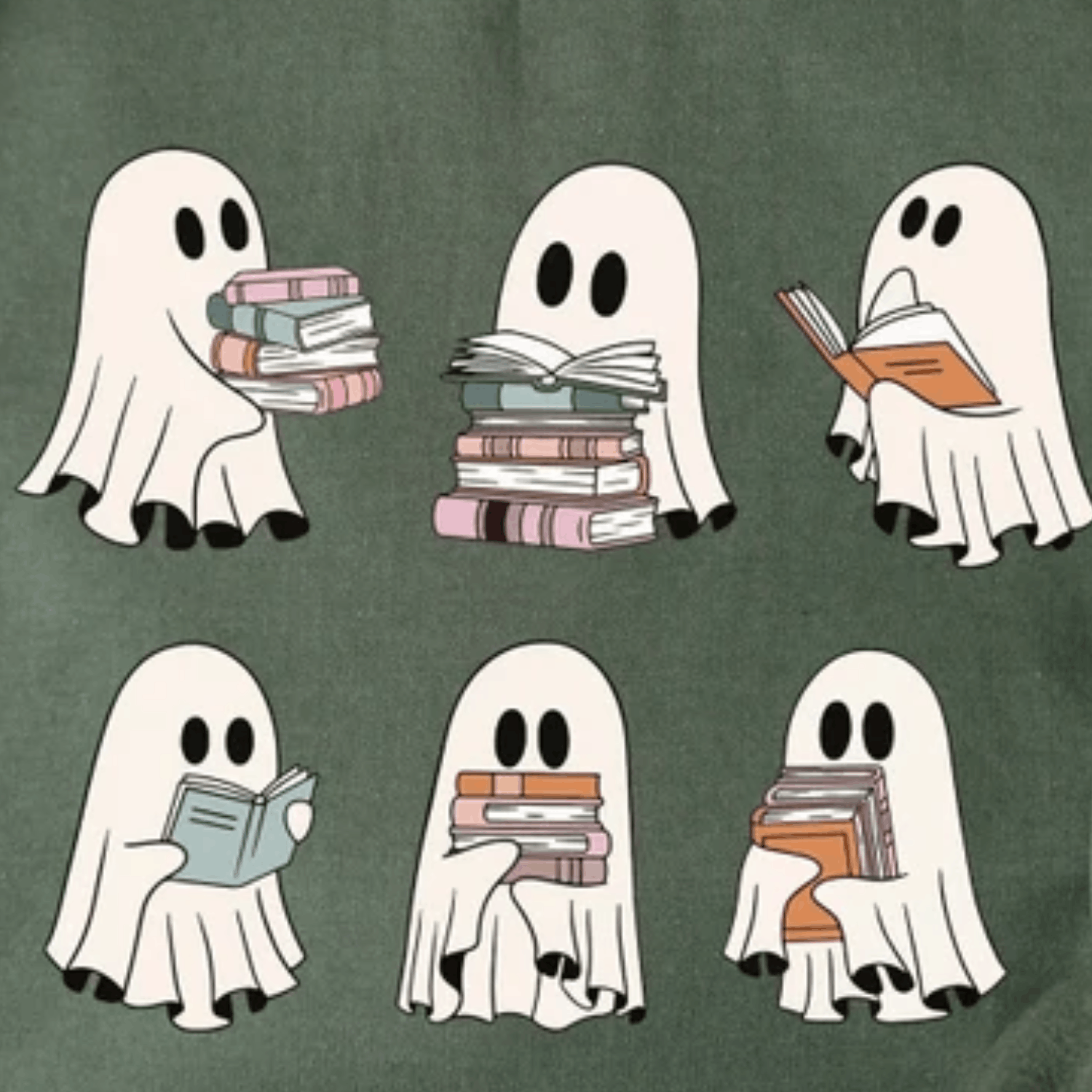Vintage Ghost Reading Books Sweater, Bookish Halloween Sweatshirt Size M / US 6-8 / IT 42-44 - 3 Thumbnail