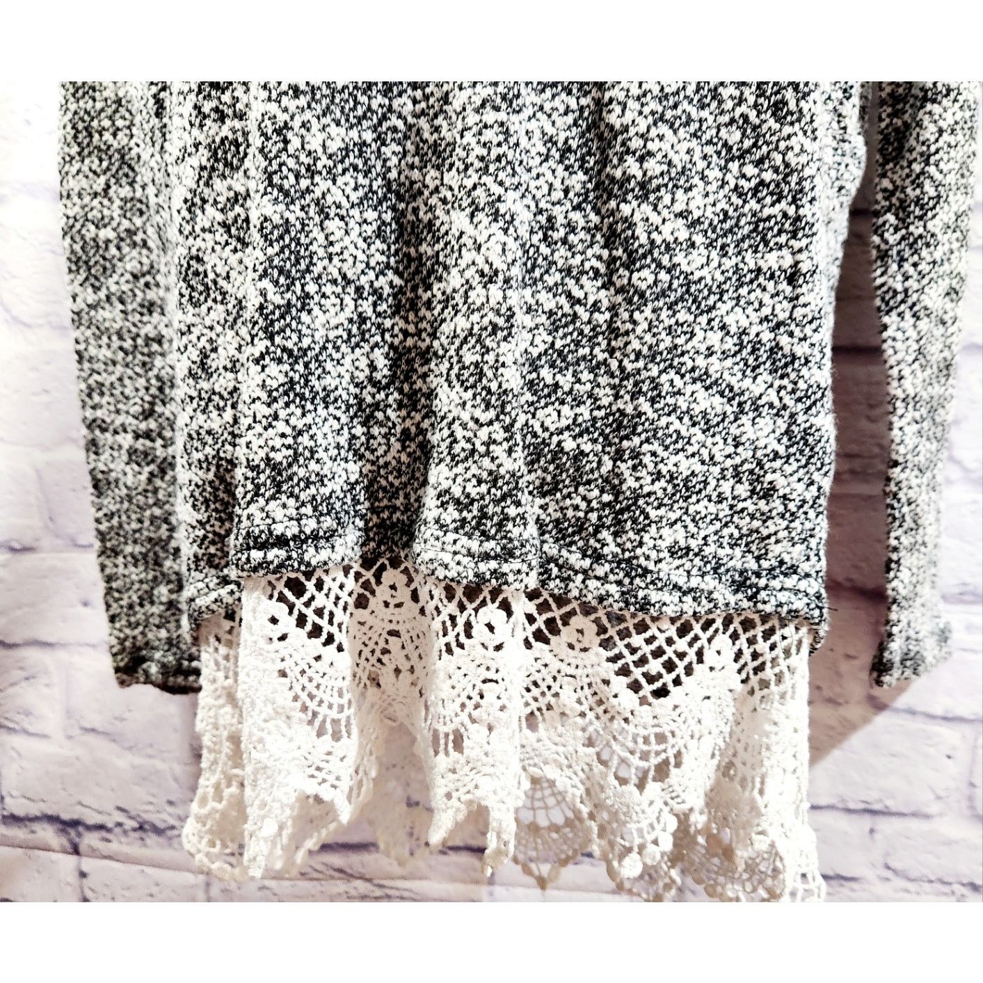 Other EZ Clothing Black White Knit Sweater Top Crochet Trim Medium Size M / US 6-8 / IT 42-44 - 3 Thumbnail