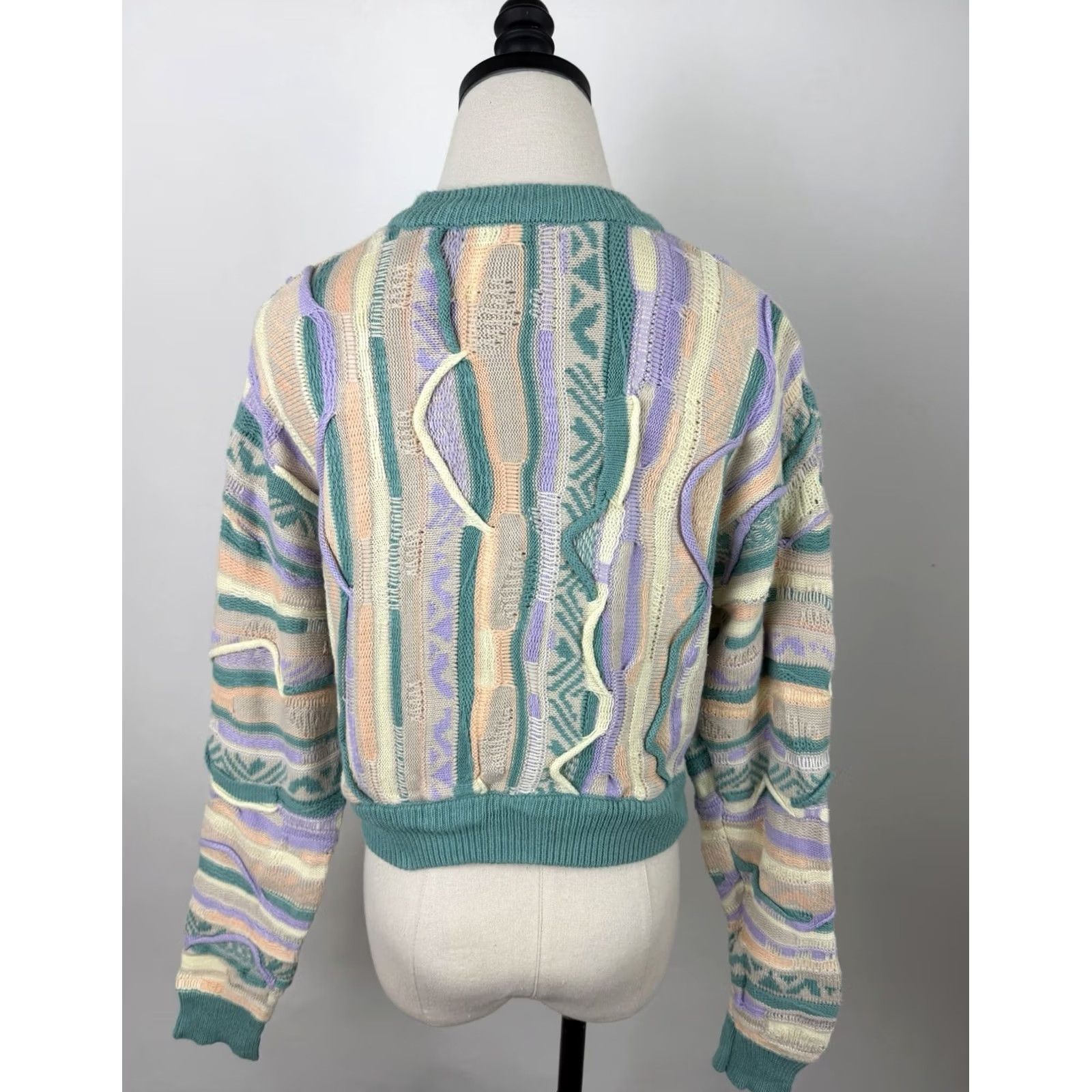 Forever 21 Forever 21 Textured Knit Sweater Womens Small Cropped Pullover Crew Neck Casual 80s 90s Green Cotton Blend Knit Shirt Womens Size S / US 4 / IT 40 - 6 Thumbnail