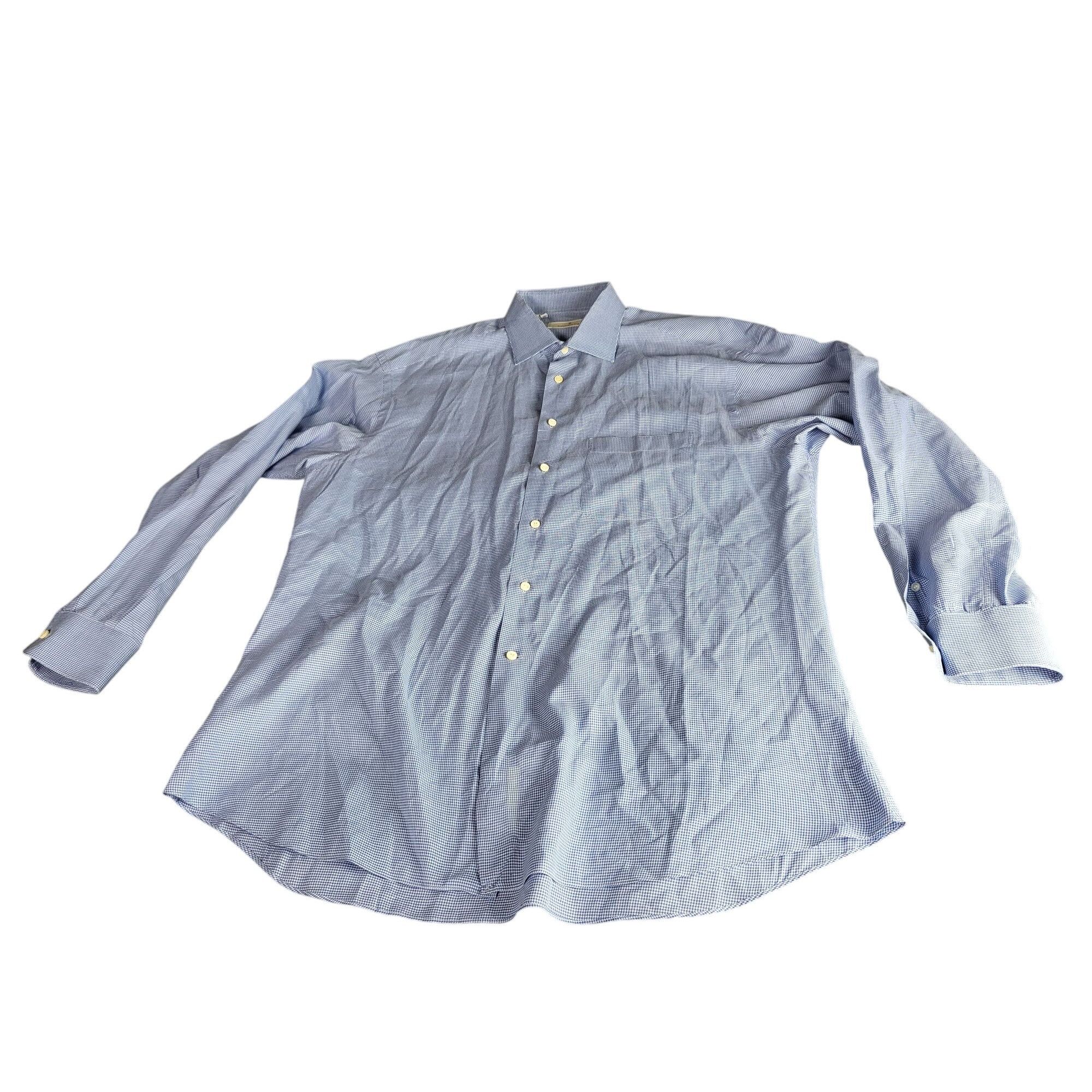 Ermenegildo Zegna Ermenegildo Zegna Button Up Shirt Men Sz L Gingham Blue Whit Size US L / EU 52-54 / 3 - 1 Thumbnail