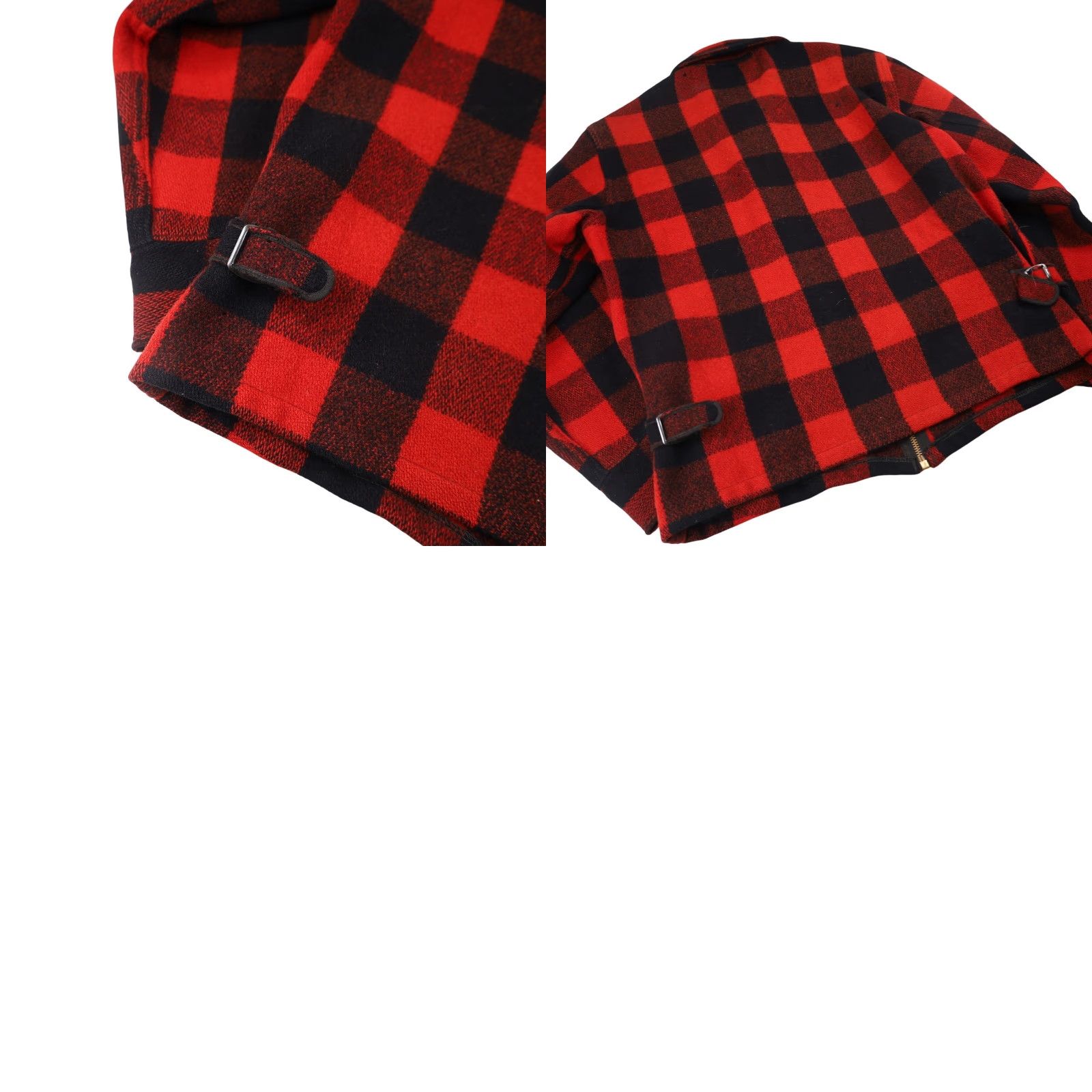 VINTAGE Woolrich Wool Shirt Jac Buffalo Plaid Mens M Red 40s/50s Talon Zipper 8/10