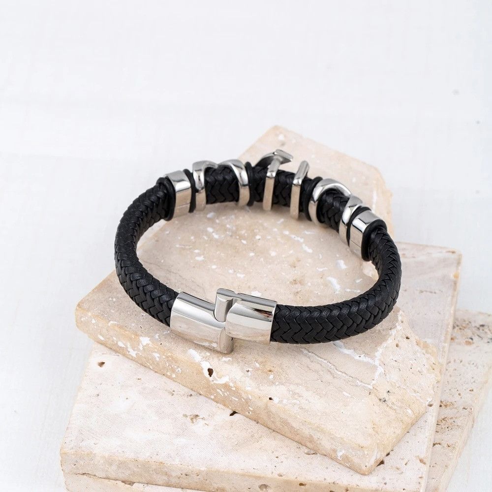 Other Cross Anchor Braided Leather Bracelet Accessories Cuff Gift Size ONE SIZE - 4 Thumbnail