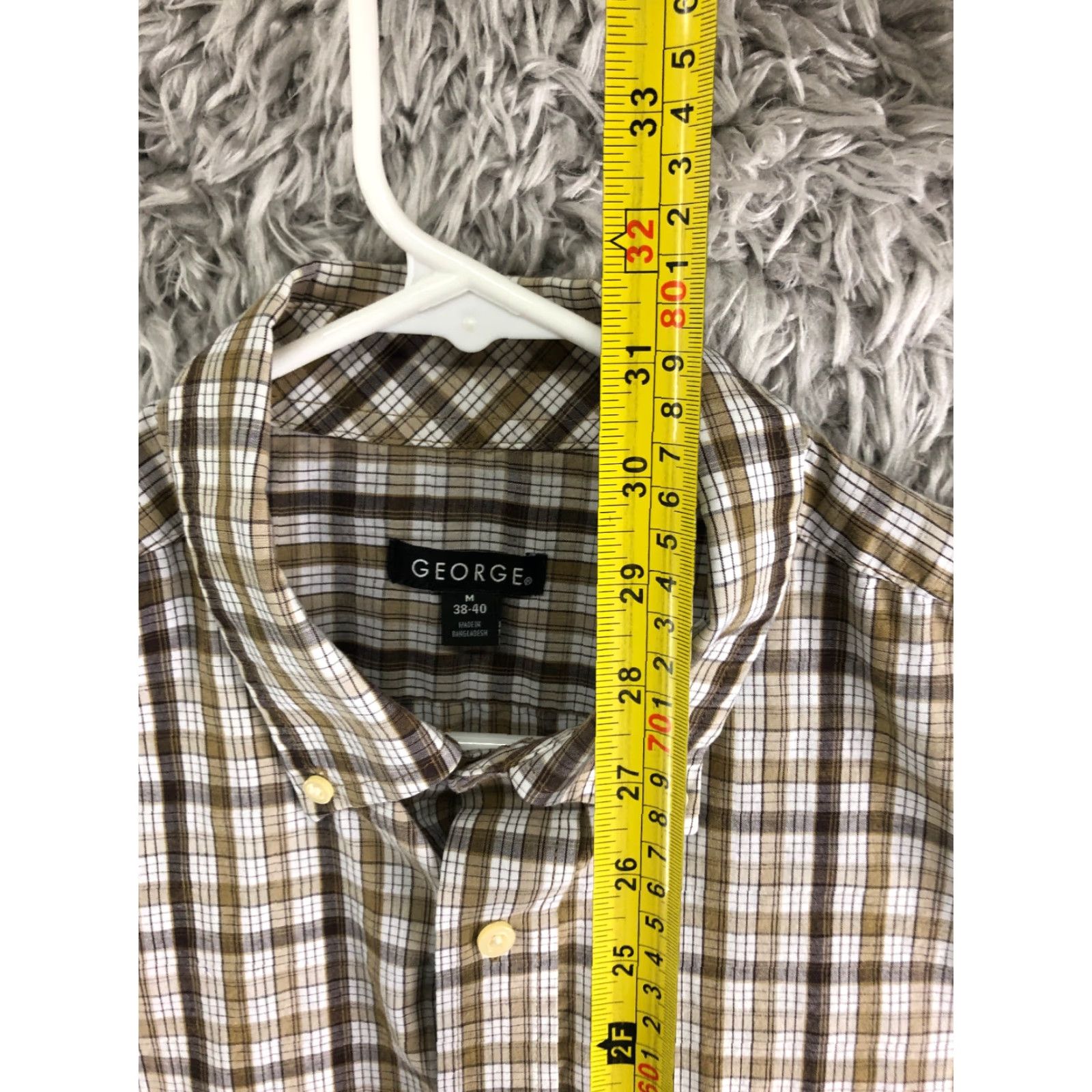George George Shirt Mens M Brown Plaid Short Sleeve Button-Down Collar Shirt Size US M / EU 48-50 / 2 - 3 Thumbnail