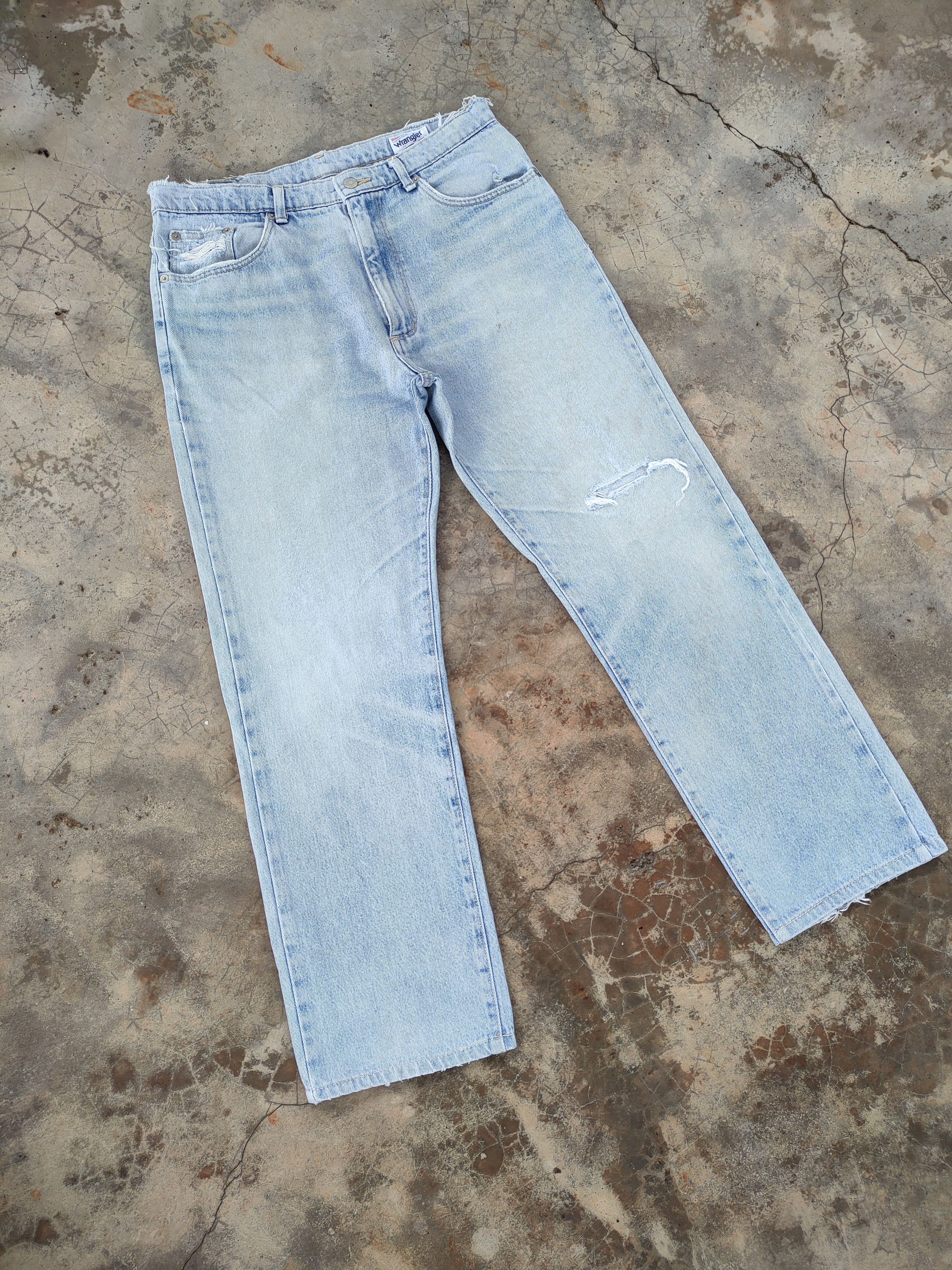 Jean × Vintage × Wrangler VINTAGE WRANGLER FADED RIPPED JEANS DENIM PANTS Size US 34 / EU 50 - 2 Thumbnail