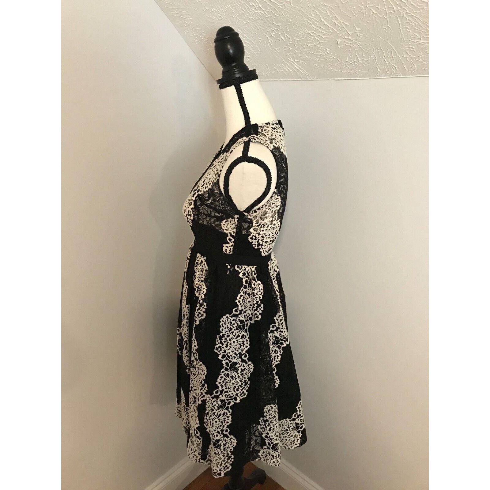 Anthropologie Plenty by Tracy Reese Black White Fit & Flare Dress Size XS / US 0-2 / IT 36-38 - 2 Thumbnail