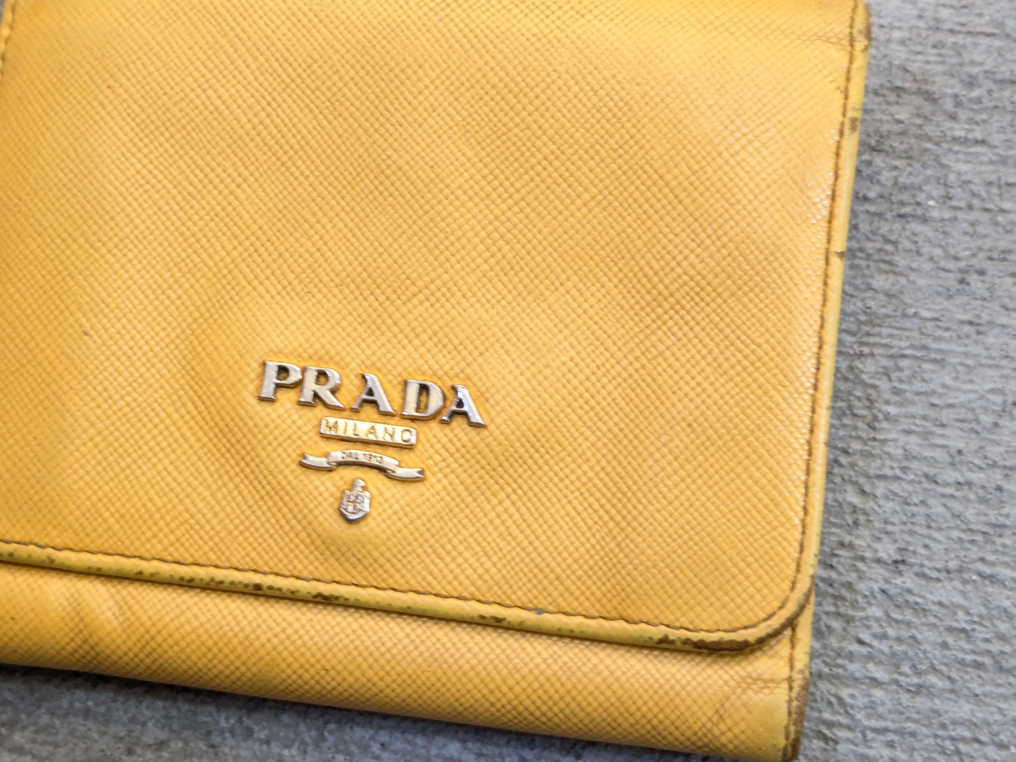 Prada Prada Wallet Yellow Leather Trifold Cardholder Y2K Size ONE SIZE - 4 Thumbnail