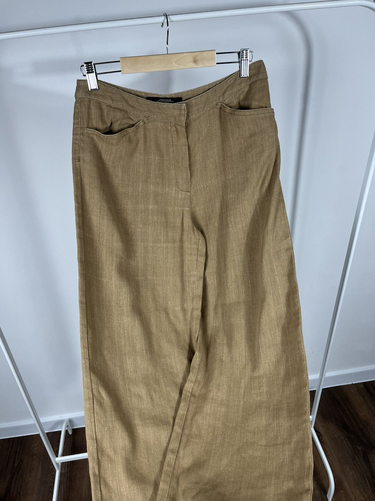 Max Mara MaxMara Weekend brown linen blend wide leg trousers pants Size 30" / US 8 / IT 44 - 8 Thumbnail