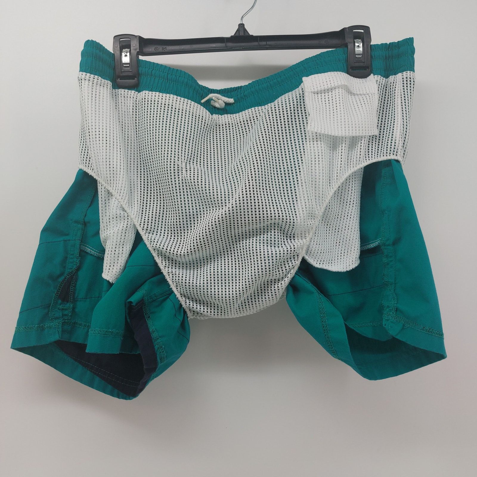 Vintage Vintage Swim Trunks Drawstring Beach Pool Green Navy Blue L Size US 35 - 9 Thumbnail