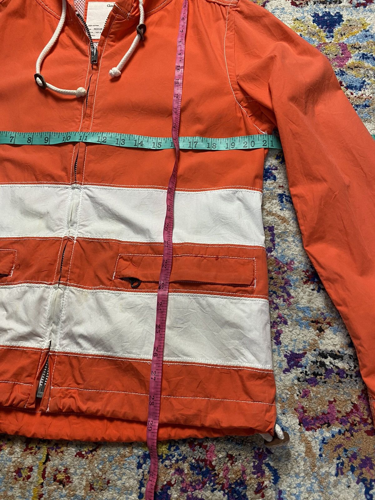 Gap 03/13' GAP Striped Hooded Lava Orange V/304206 Size US M / EU 48-50 / 2 - 12 Thumbnail