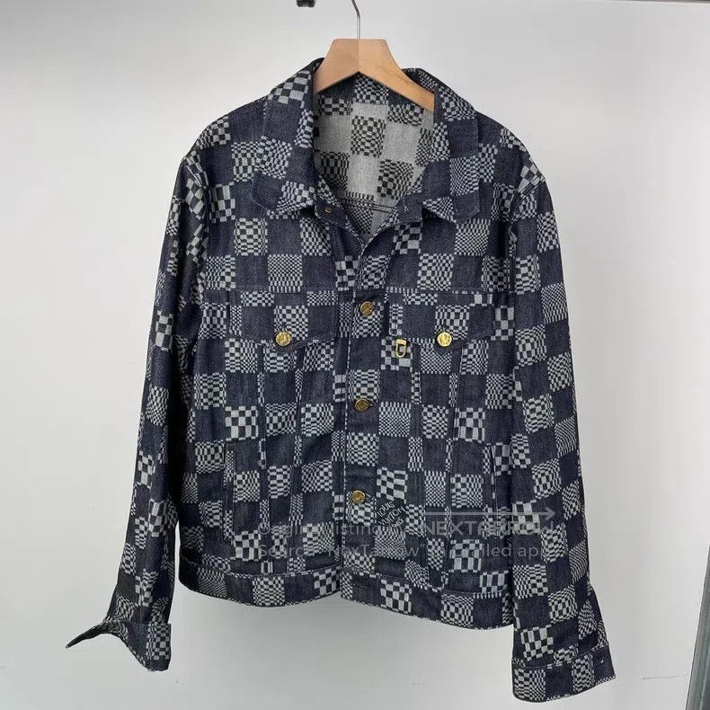 Louis Vuitton Louis Vuitton Black Checkerboard Denim Jacket Size US M / EU 48-50 / 2 - 1 Thumbnail