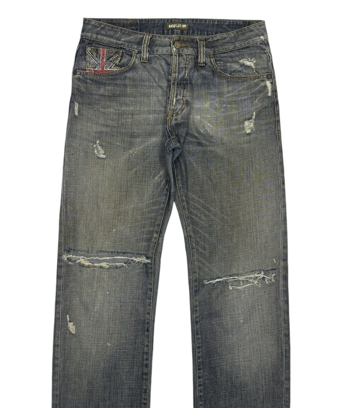 If Six Was Nine 🔥PUNK BRITISH FLAG ABSOLUTE JOY RIPPED DENIM JEANS Size US 33 - 4 Thumbnail