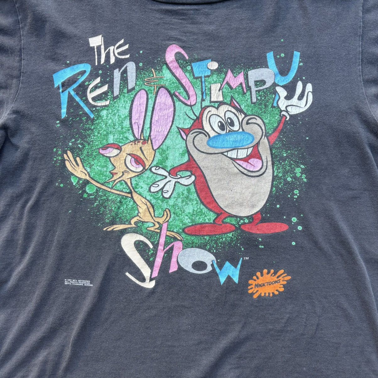 Nickelodeon × Vintage Vintage 1991 Ren and Stimpy Cartoon Tee Size US XL / EU 56 / 4 - 2 Thumbnail