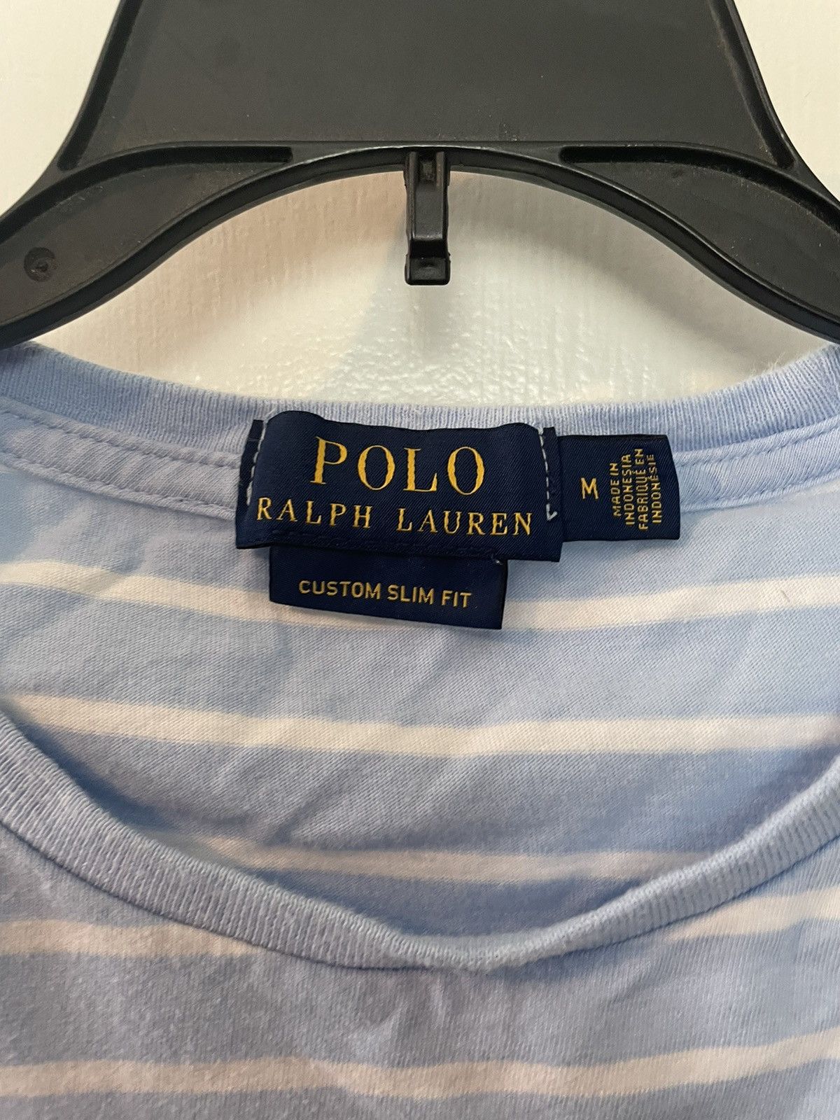 Polo Ralph Lauren × Vintage Blue and White Striped Polo T-Shirt Size US M / EU 48-50 / 2 - 4 Thumbnail