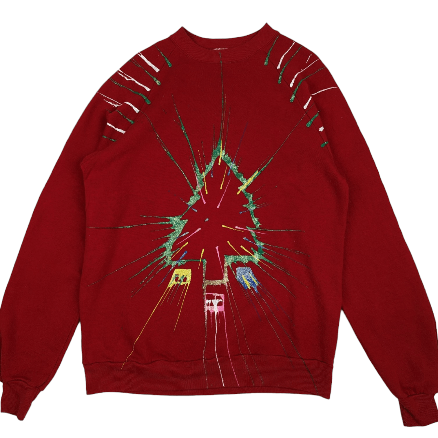 Vintage Vintage 90's CHRISTMAS TREE Art Paint Custom Sweatshirt Size US M / EU 48-50 / 2 - 2 Thumbnail