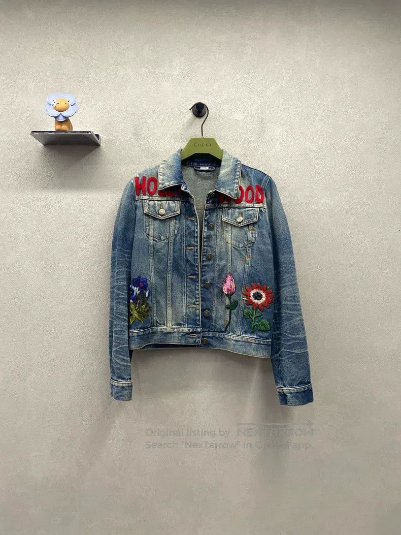 Gucci Blue jacket with floral lapel