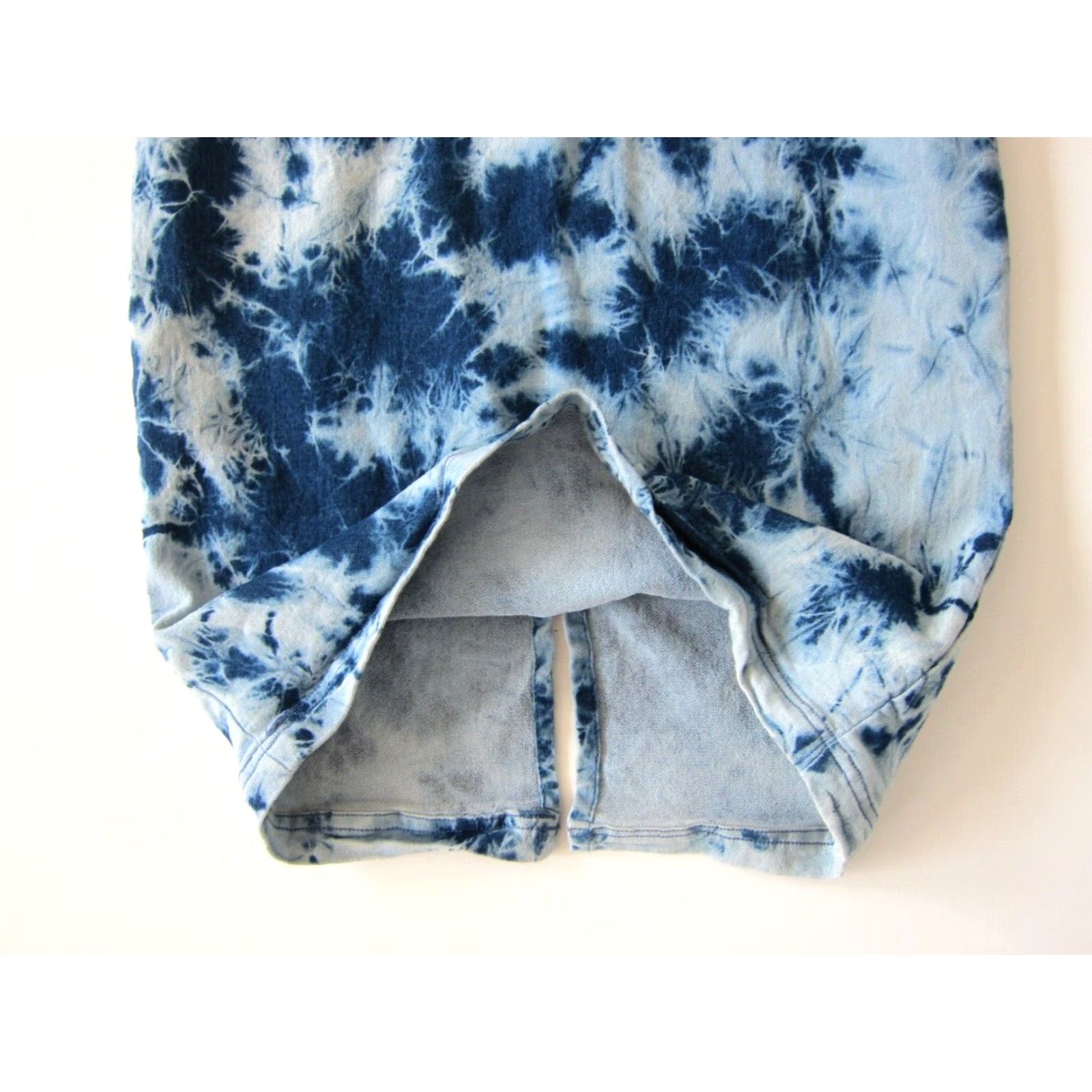 Vintage Derek Heart Blue Tie Dye Cotton Stretch Denim Tank Dress S Size 28" / US 6 / IT 42 - 7 Thumbnail