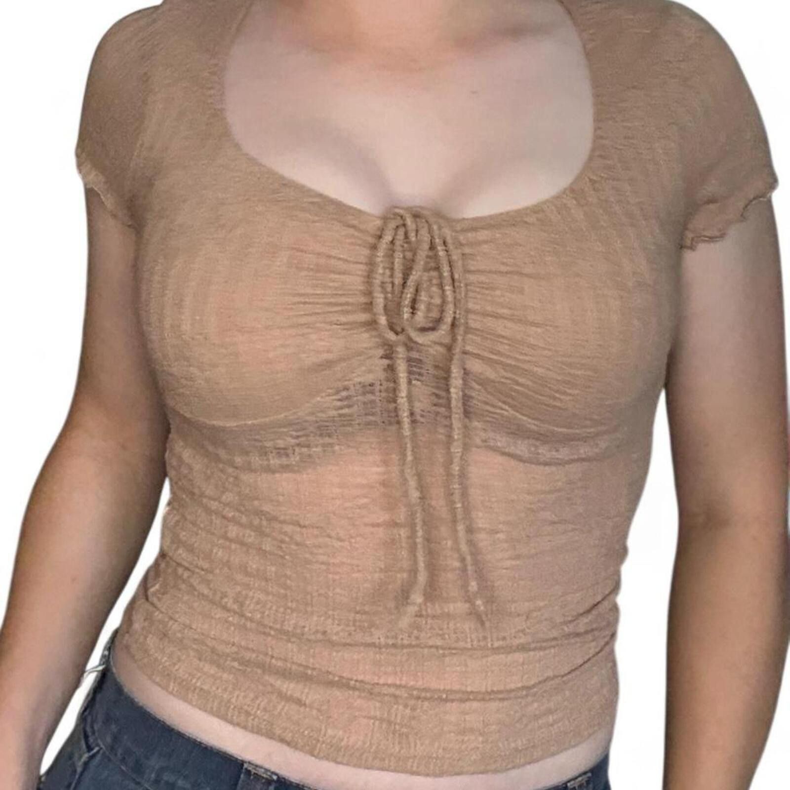 Other Heart N Hips Tan Smocked Top Size XS / US 0-2 / IT 36-38 - 3 Thumbnail